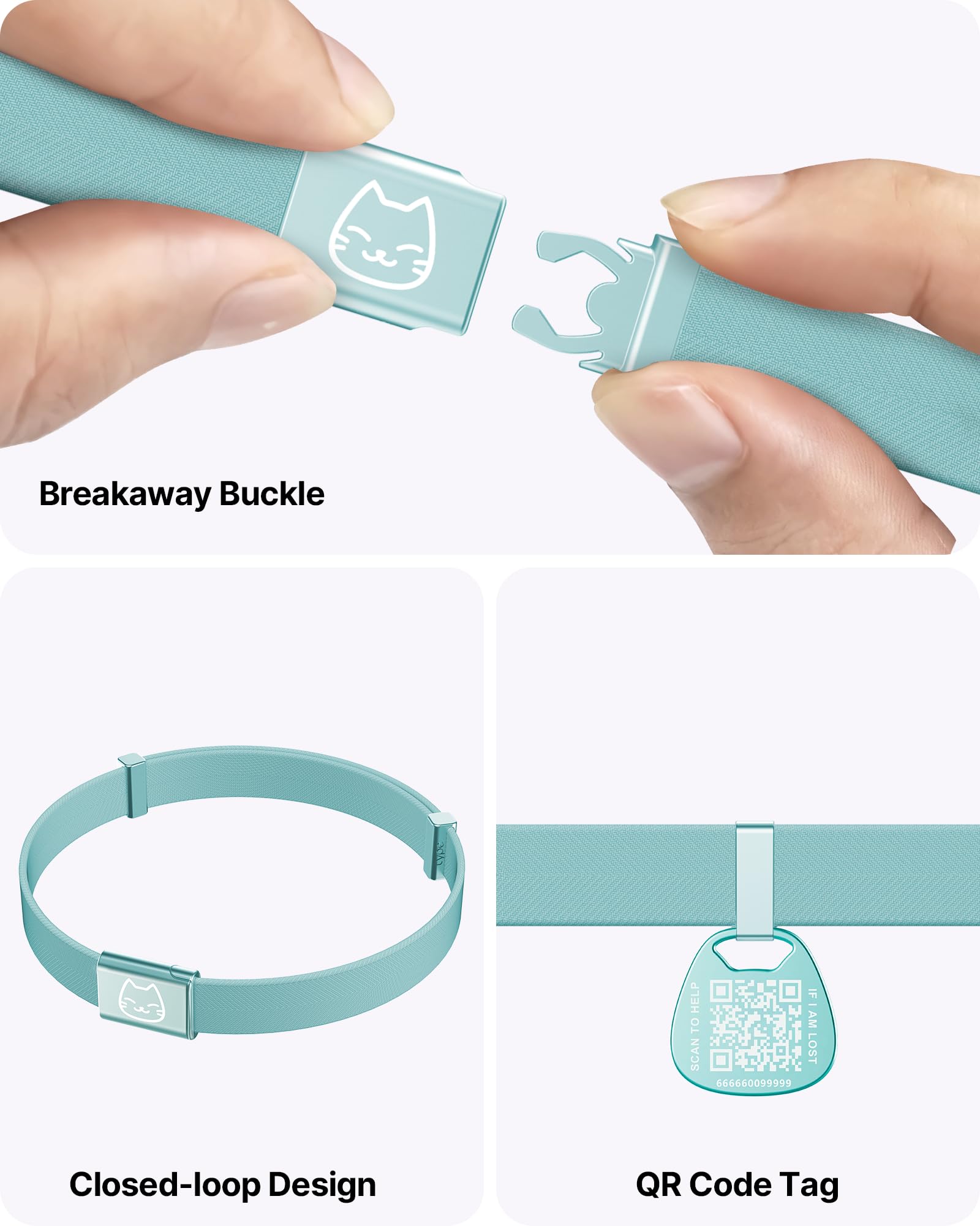 Cat Collar With Name Tag Breakaway: Reflective Kitten Collars With Qr Code Id Tag For Girl Boy Cats, Ultra Soft & Elastic Adjust