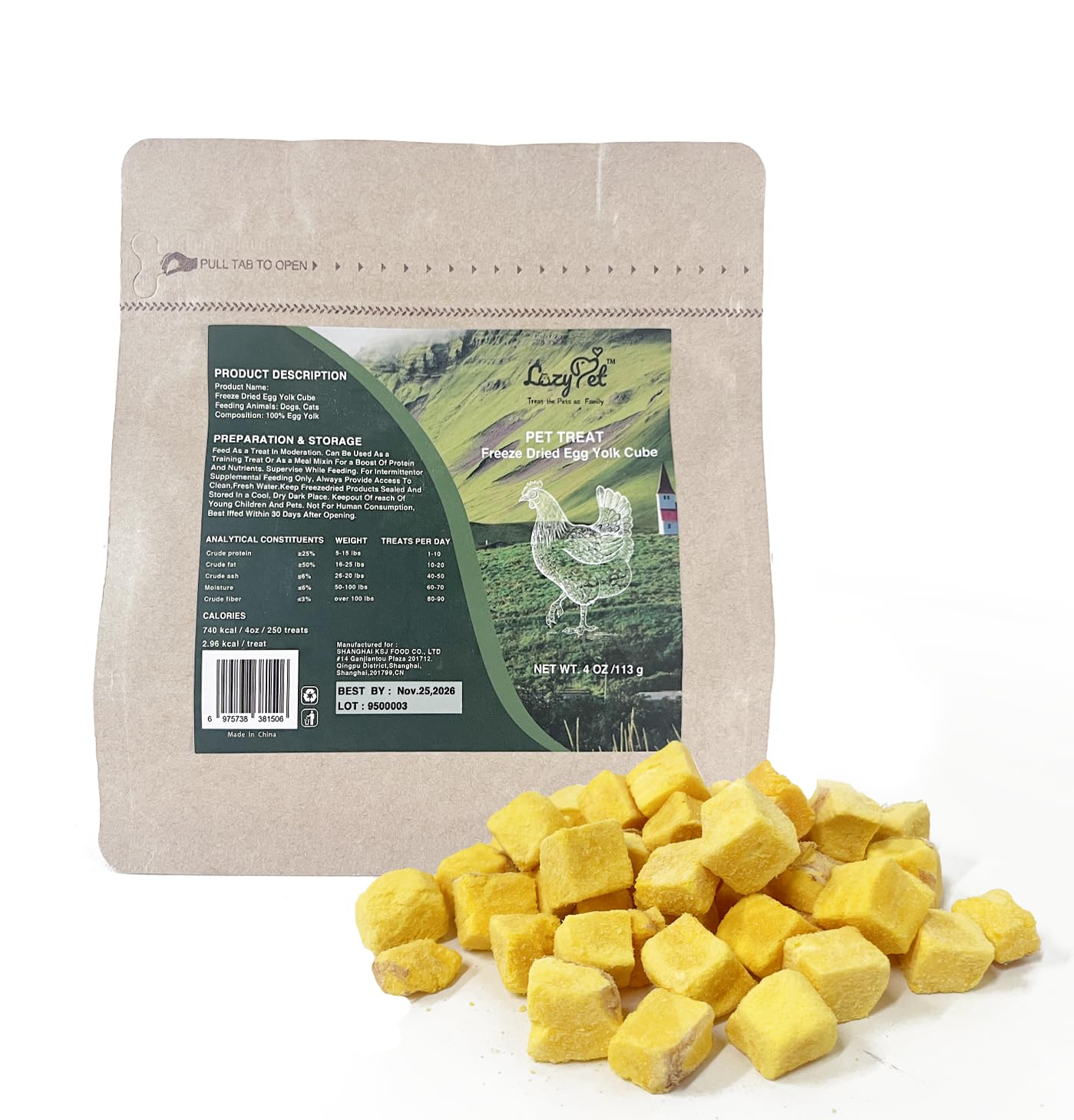 Freeze-Dried Egg Yolk Training Raw Single Ingredient Cat Treats, Solve Pets Picky Eating Problem(Egg Yolk)