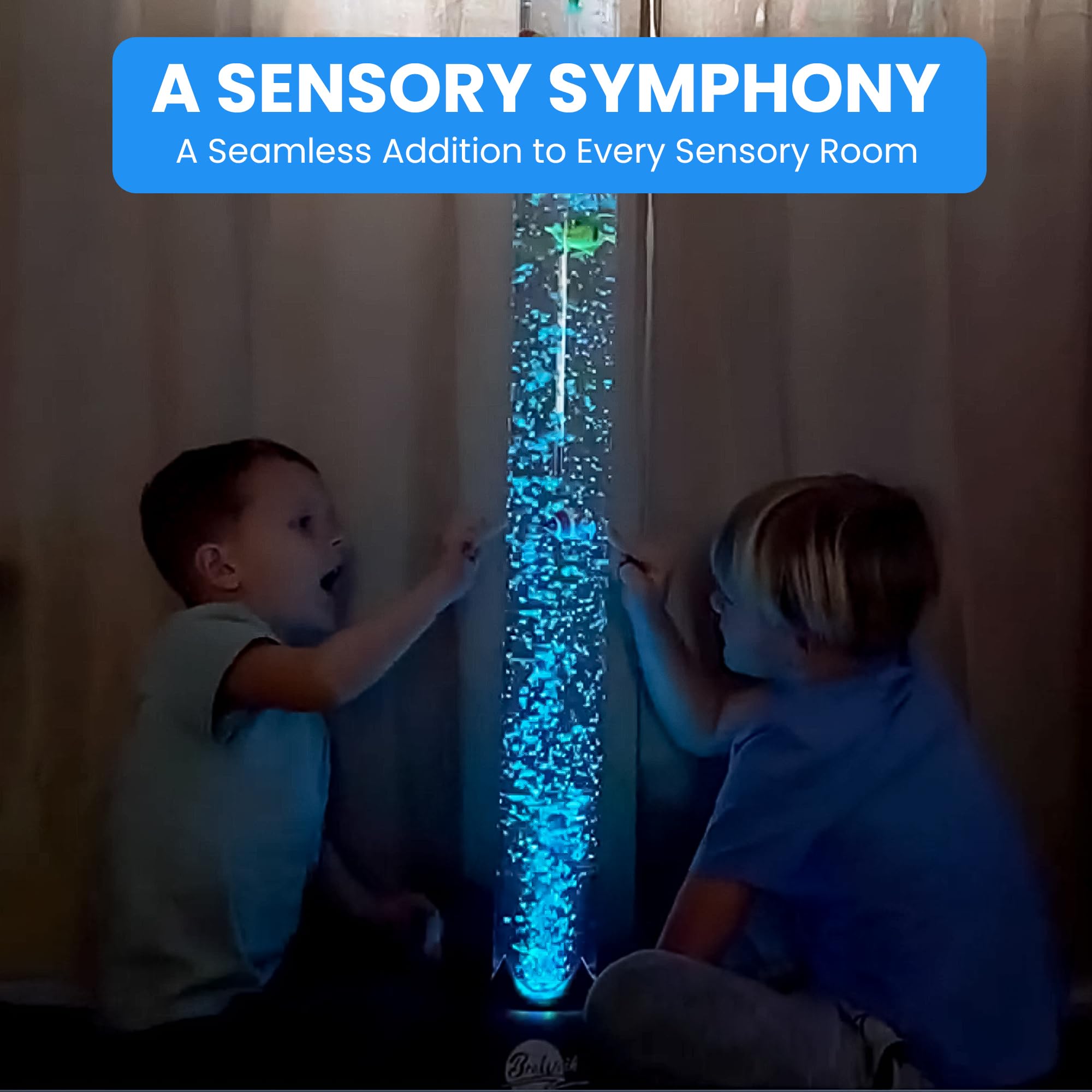 Brewish 4Ft Sensory Led Water Bubble Tube Lamp With 20 Color Changing Night Light Effects Fake Aquarium Tank & Gift For Kids  Autism  Remote Control & 12 Fishes (Wall Bracket Included) -Like New