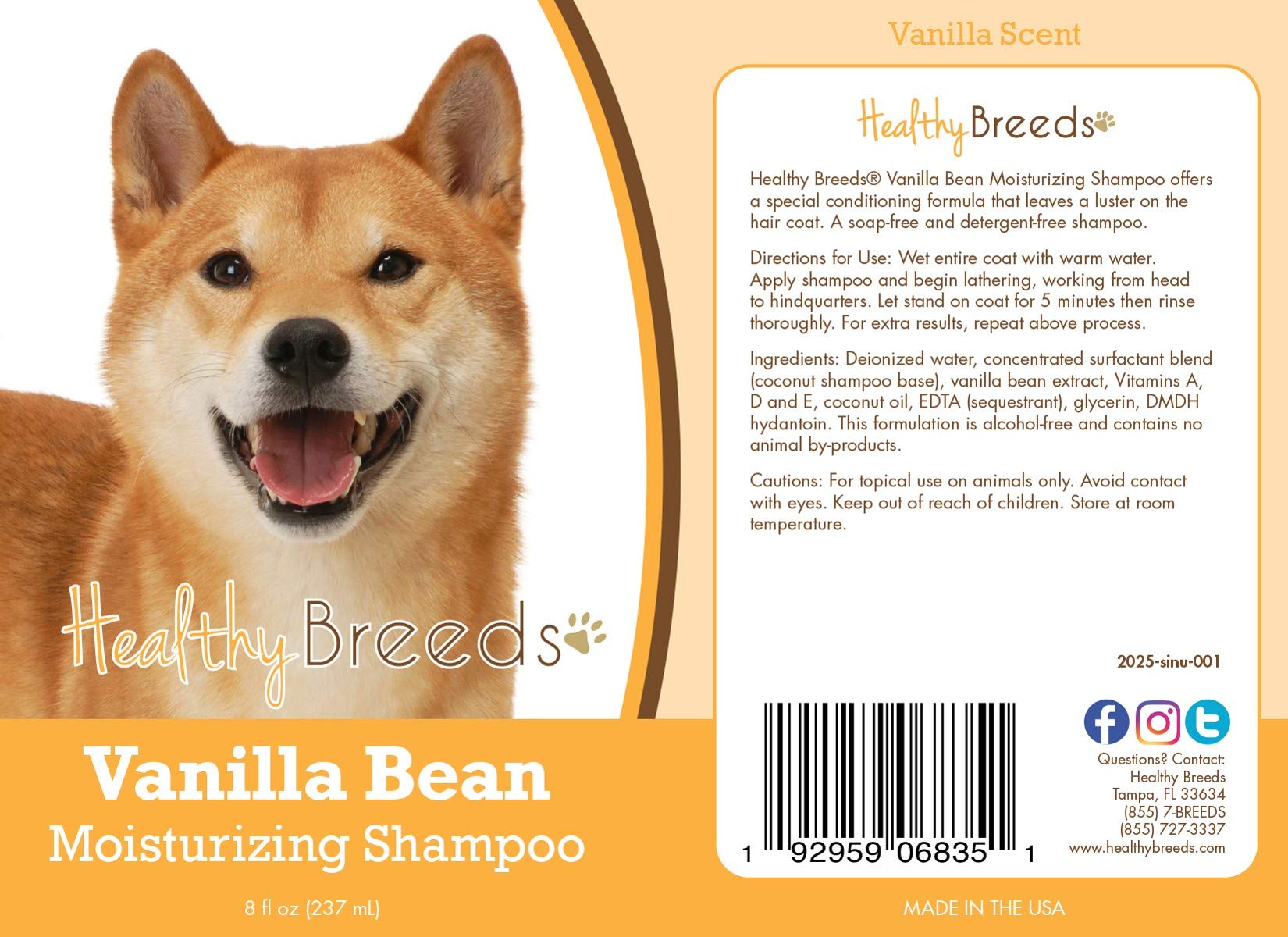 Healthy Breeds Shiba Inu Moisturizing Shampoo & Conditioner, 8 oz - with Vitamins A, D, E & Coconut Oil