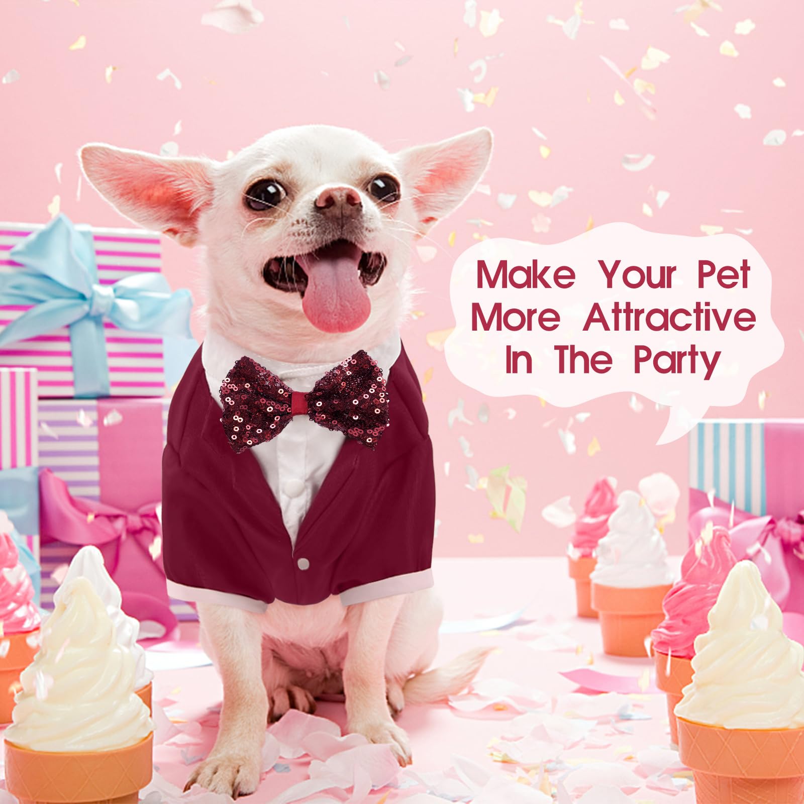 Kuoser Dog Tuxedo, Wedding Suit With Bow Tie, Formal Tux Pet Wedding Party Birthday Costume, Valentines Christmas Halloween Grad