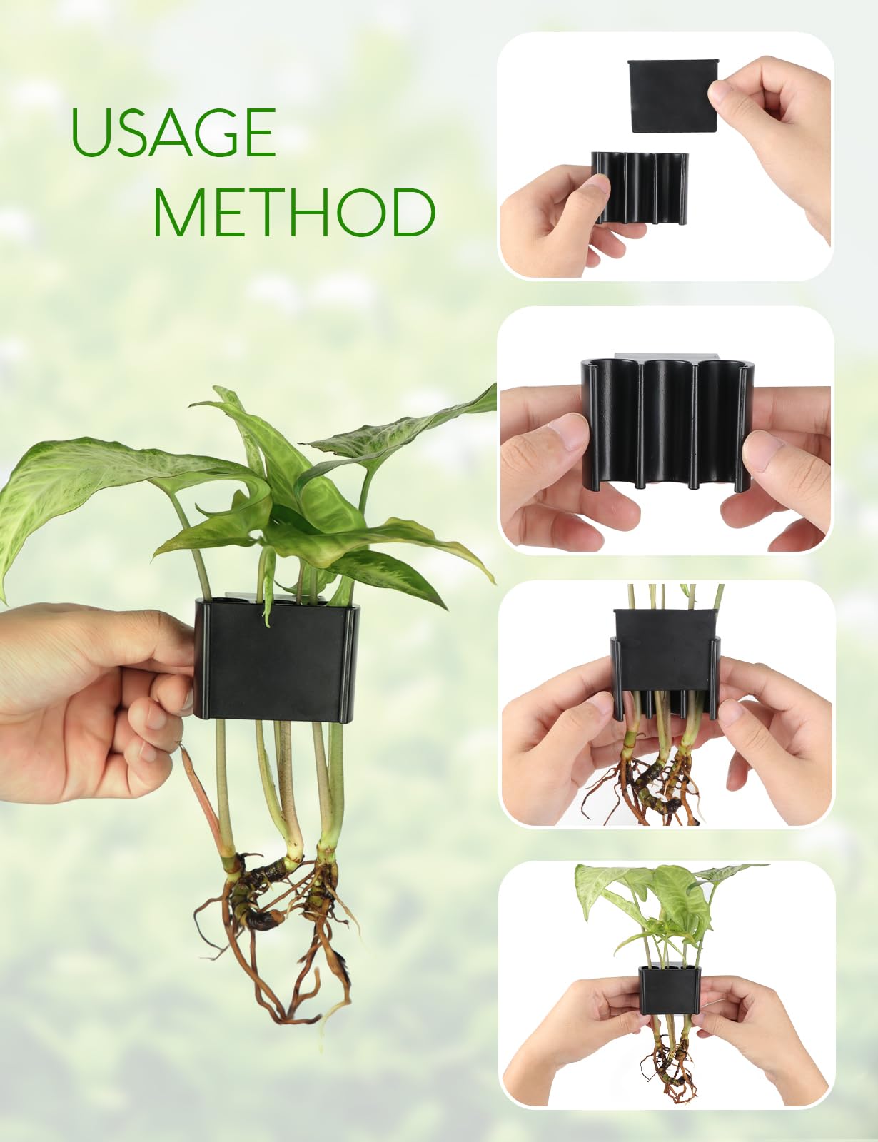 joqepy 4 Pk Upgraded Aquarium Plant Holder, 3-Hole Hanging Aquarium Plant Holder with Clip, Suitable for Fish Tank Plant Potting