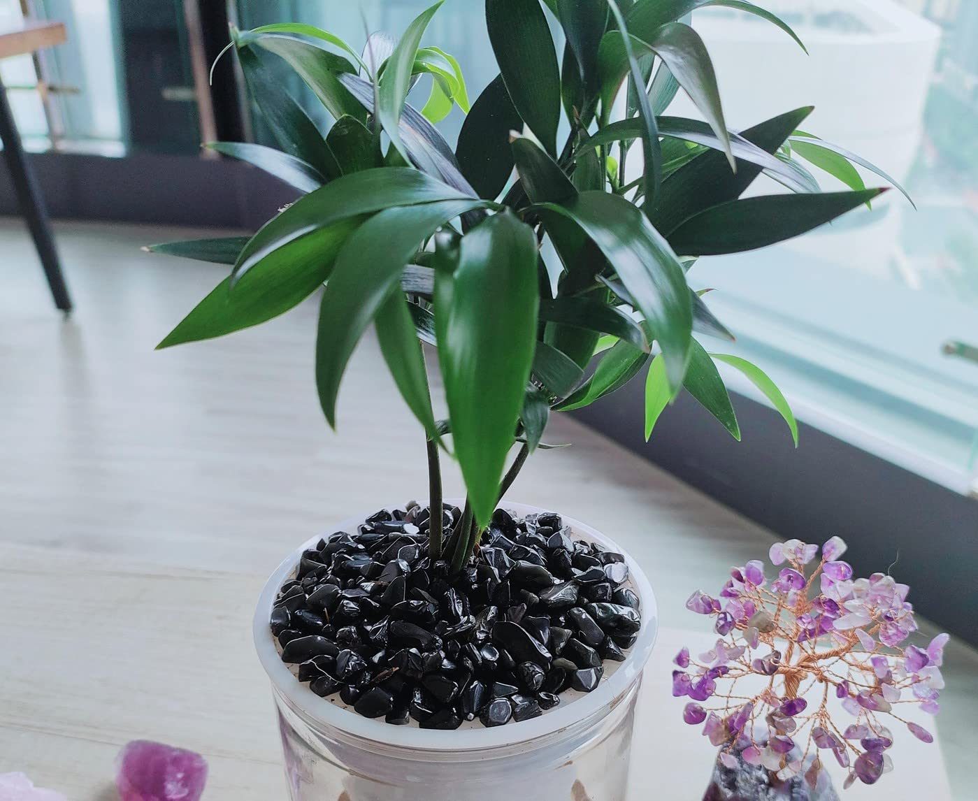 ZHIYUXI Obsidian Crystal Vase Filler Crystal Chips Stone for Decoration Succulent Plants Vase Fish Tank Gravel Crushed Crystals