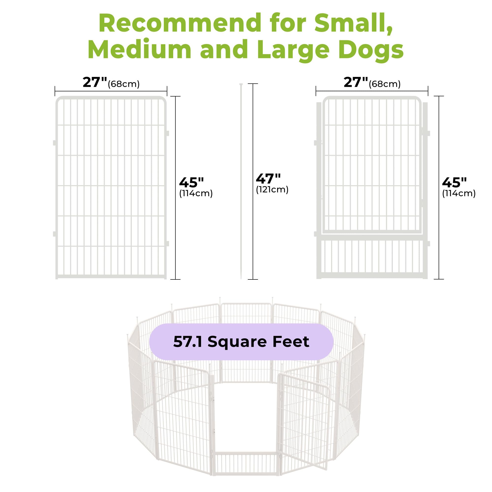 Sunsgrove Indoor Dog Playpen With Wider Door, 45 Inch 12 Panels Non Slip Dog Pen Indoor, Anti Rust Dog Fence, Free And Safe Play