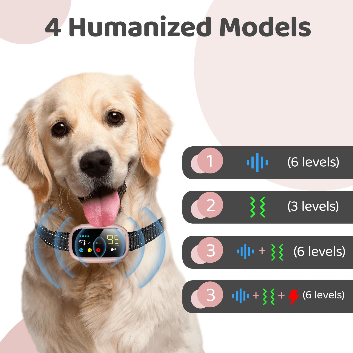 Dog Bark Collar Effective No Bark Training For Dogs Of Large Medium And Small Rechargeable Anti Bark Collar For Dogs Automatic B