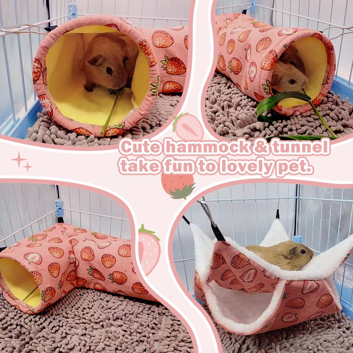 Rat Ferret Hammock Toys Cage Accessories, Guinea Pig Hideout Tunnel, Warm Bed For Rat Ferret Guinea Pig Sleep Hide And Play (1.H