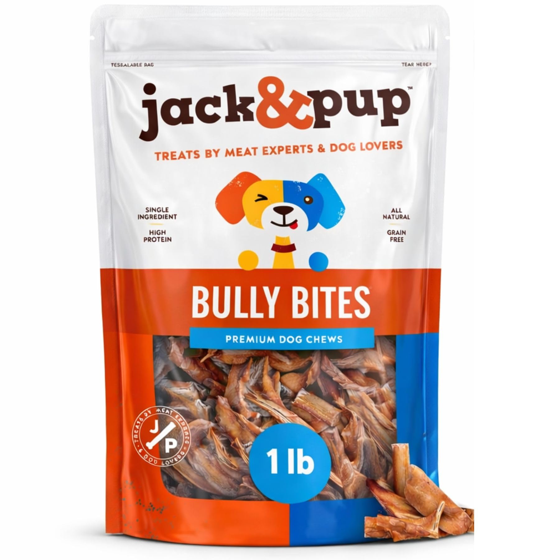 Jack&Pup Bully Bites for Dogs (1 lb. Bag), Small Bully Sticks for Small Dogs, 1-3 Inch Dog Chews for Puppies, Seniors and Smalle