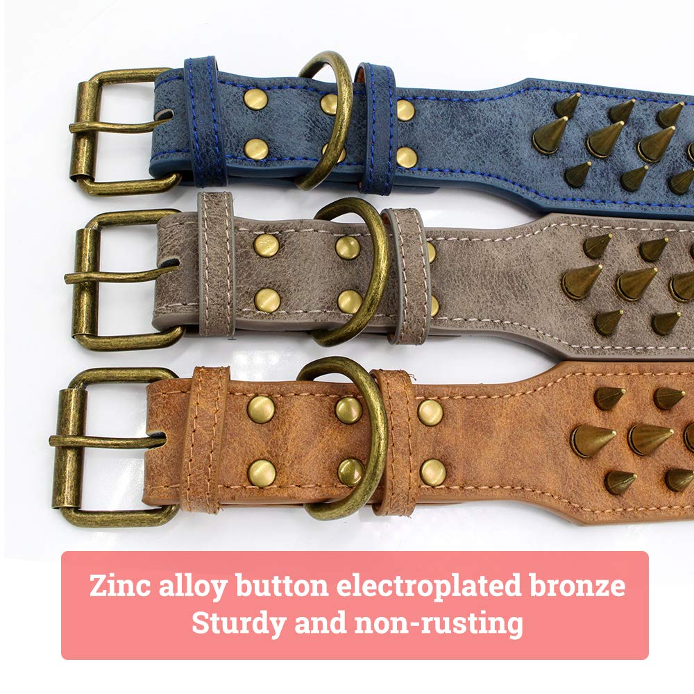The Mighty Large Spiked Studded Dog Collar - Protect Your Dog'S Neck From Bites, Durable & Stylish, For Large Dogs (Blue S)