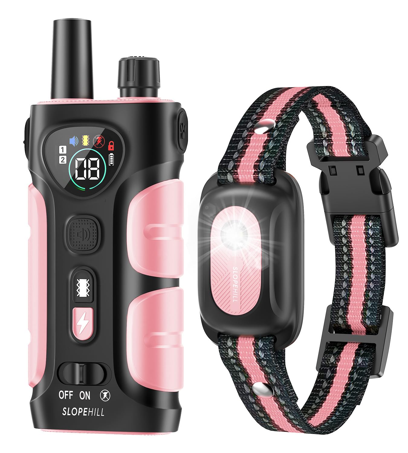 Slopehill Dog Shock Collar,4200Ft Dog Training Collar With Remote,Ipx8 Waterproof E-Collar With Beep,Vibration,Shock,Flash Light