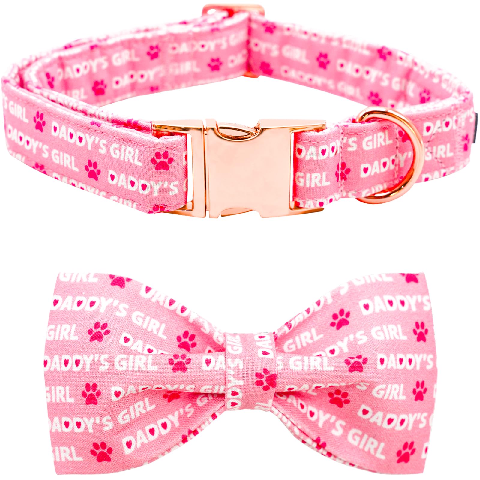 Lionheart Glory Bow Collar For Valentine'S Day And Spring - Large Dog Collar With Bowtie, Pink Pet Collar
