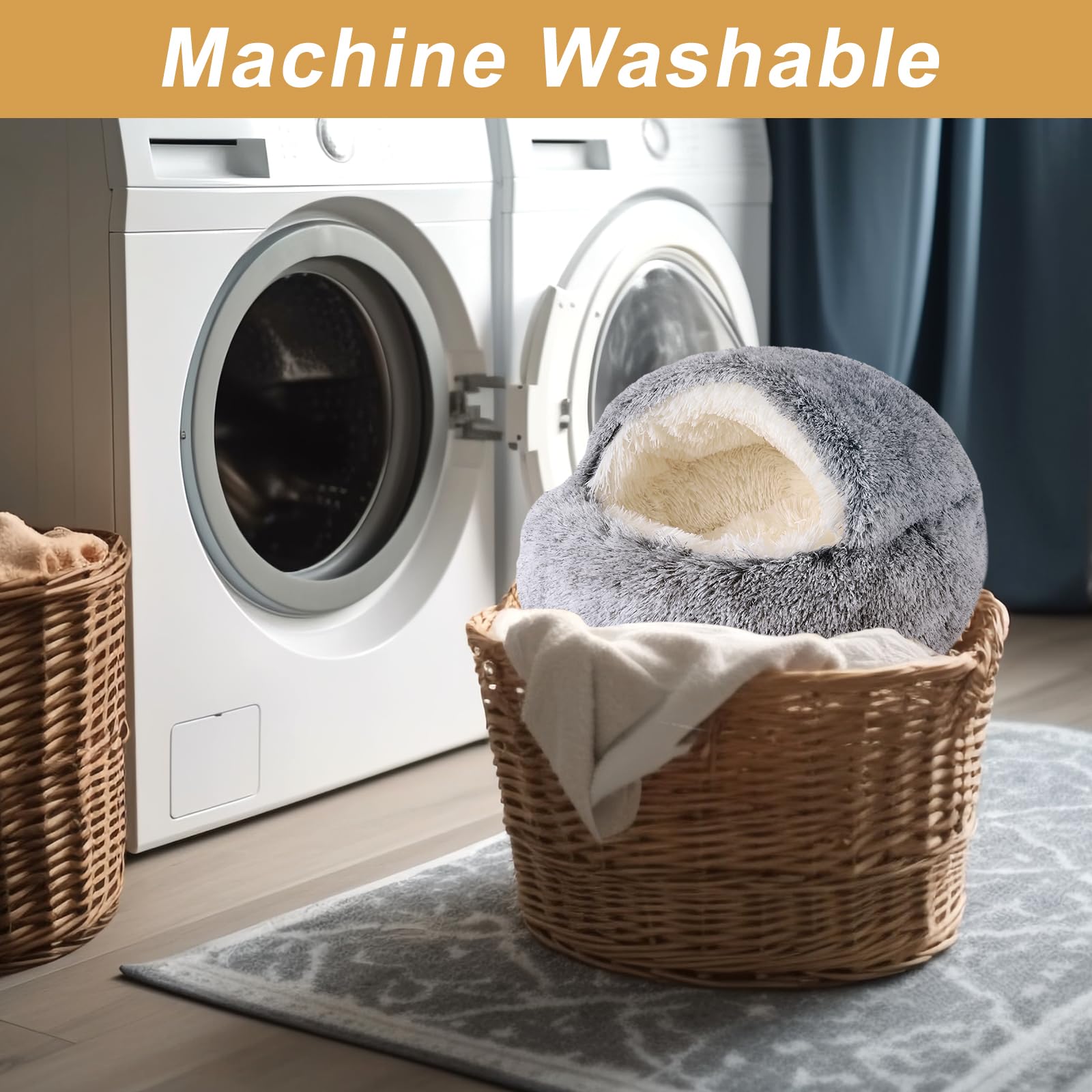 Dog Beds For Small Dogs, Cat Bed Cave, Washable Cute Cat Bed, Cozy Nook Pet Bed For Dogs Or Cats, Anti-Slip Puppy Bed Fits Up To