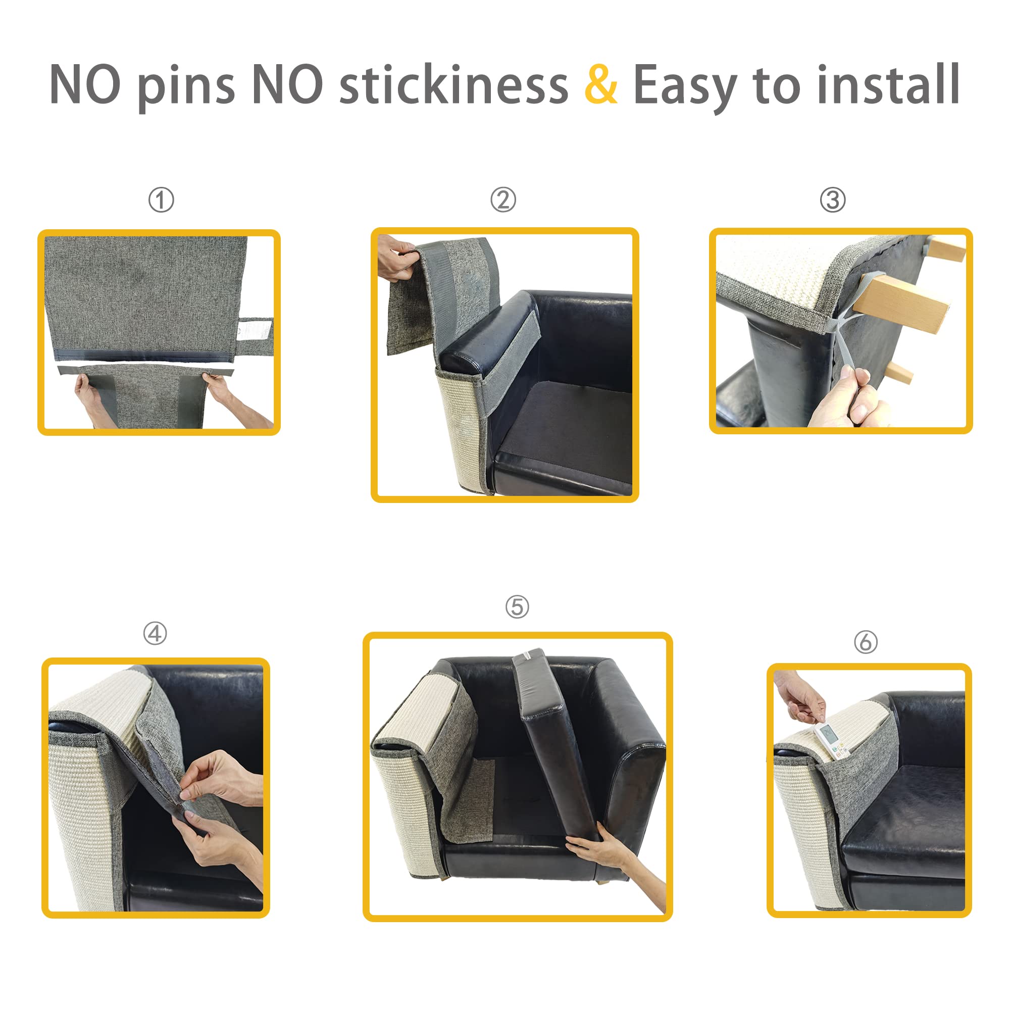 Fully Wrapped Cat Scratcher Couch- Natural Sisal Furniture Protection from Cats-Corner cat Scratcher for Couch Bed,Chair-Easy In