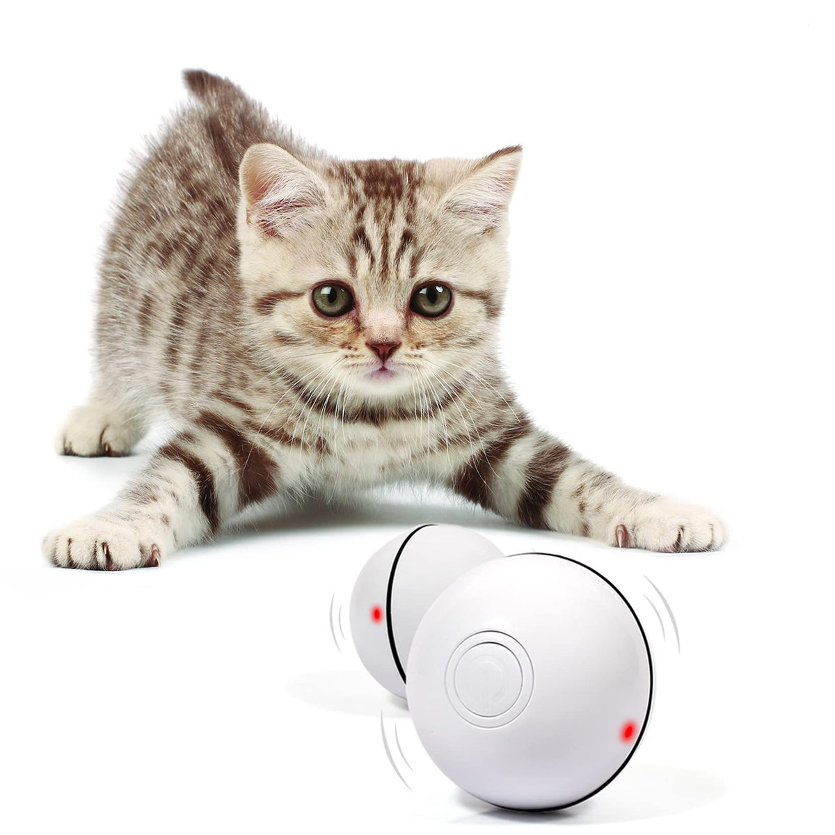 Yofun Smart Interactive Cat Toy - Upgraded 360 Degree Self Rotating Ball, Usb Rechargeable Wicked Ball, Build-In Spinning Led Li