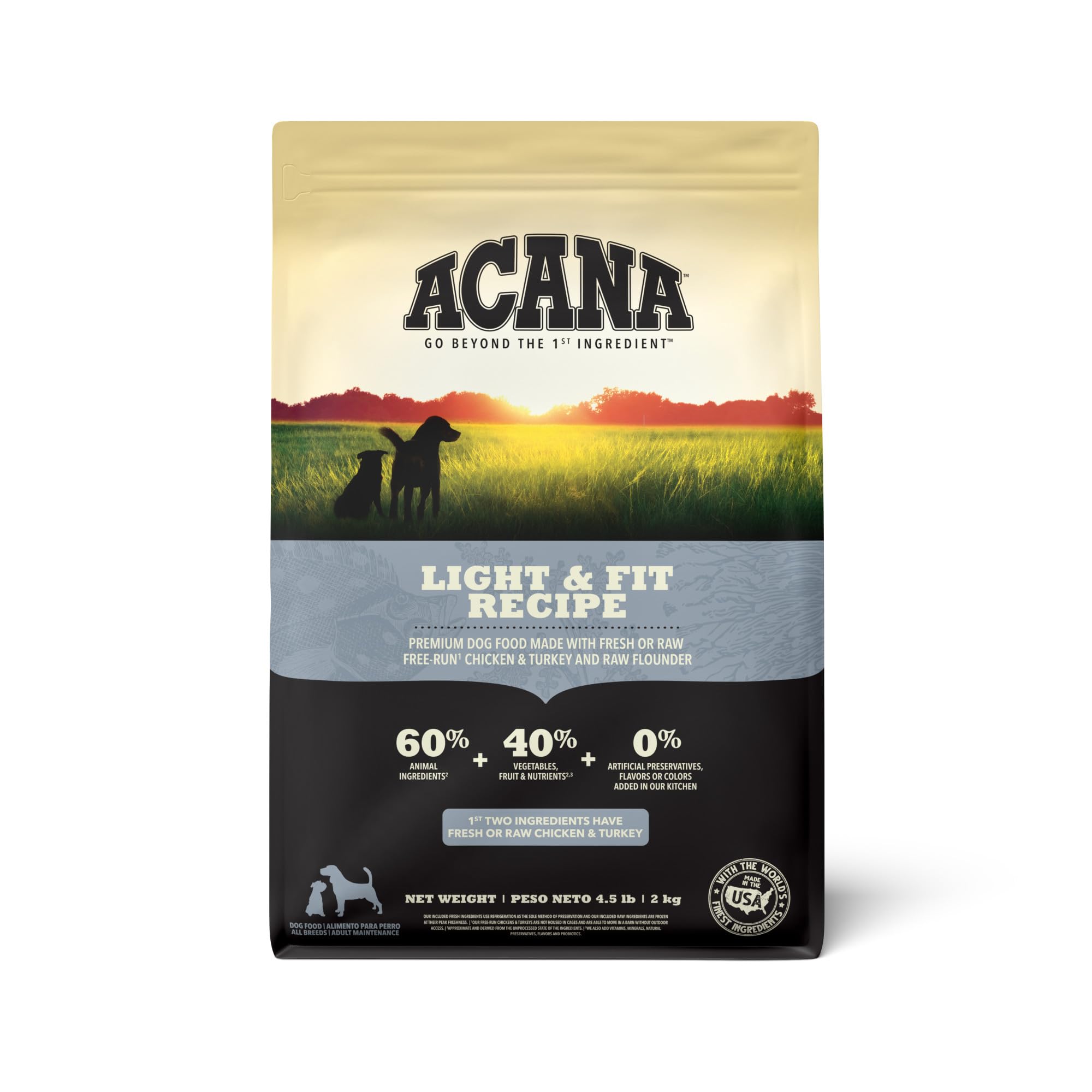 ACANA Grain Free Dry Dog Food Light & Fit Recipe 4.5lb Bag