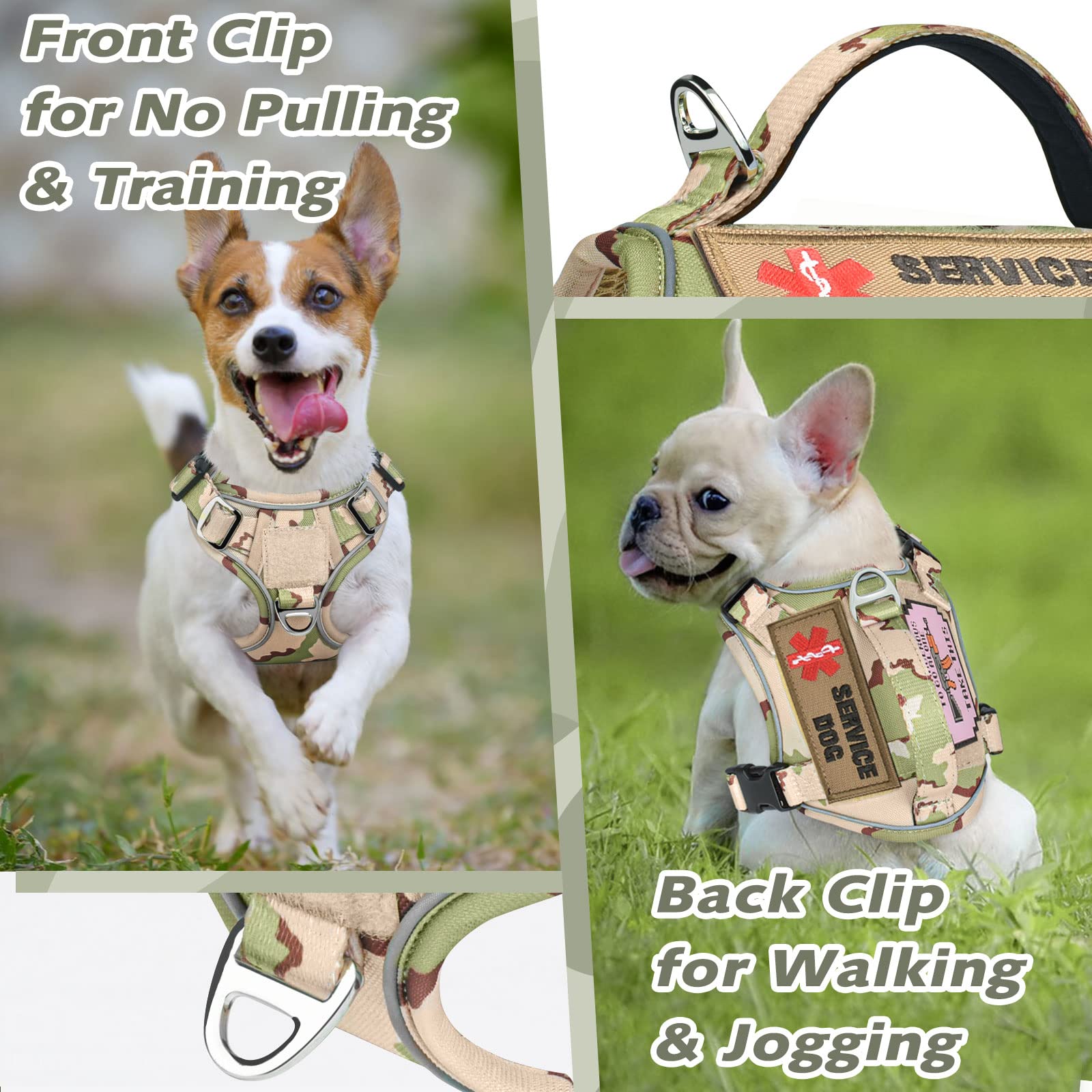Tactical Small Dog Harness for Puppy, No Pull Military Service Dog Vest with Vertical Handle, Outdoor Training Small Puppy Vest