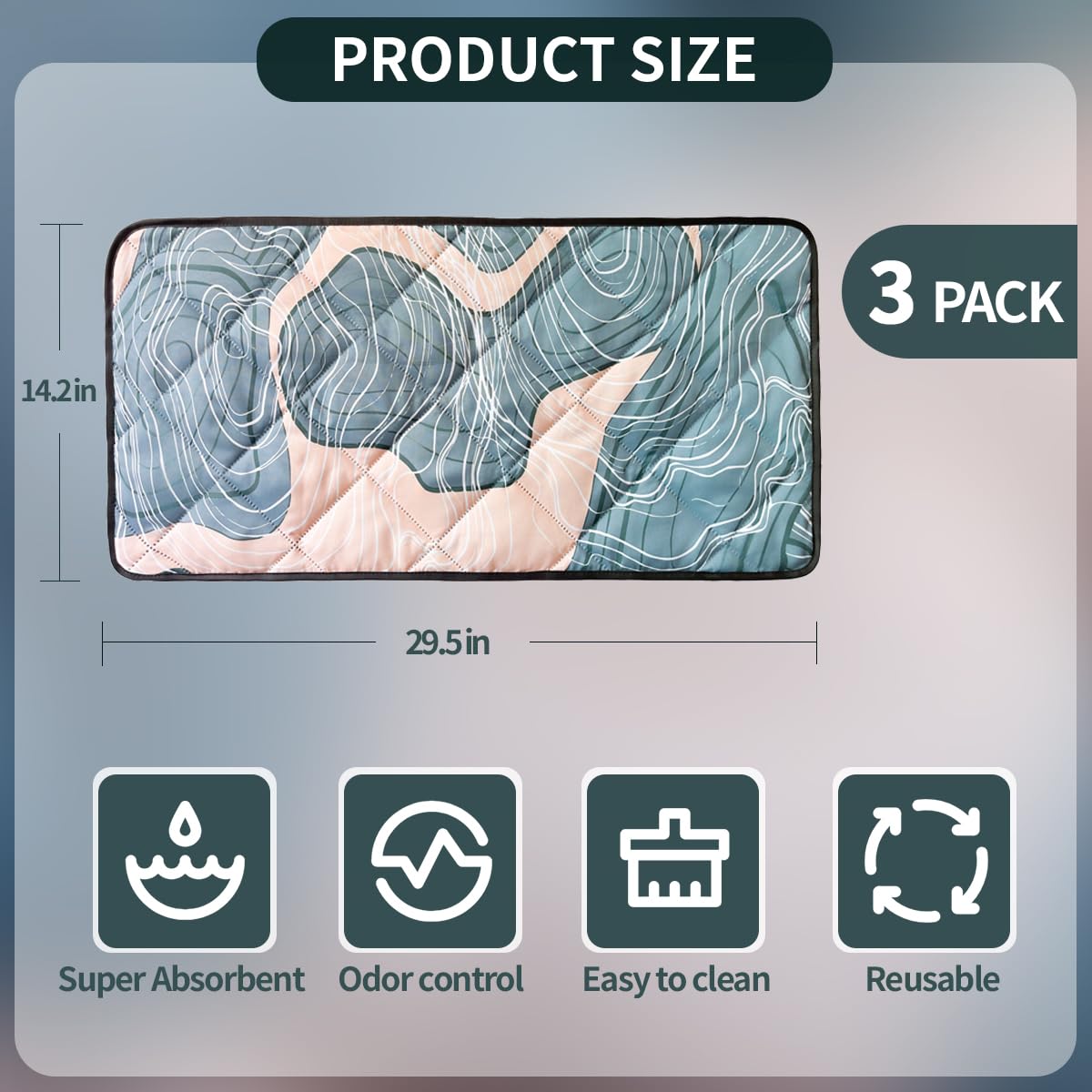 3 Pcs Guinea Pig Cage Liners, Washable Guinea Pig Cage Liner, Reusable & Anti Slip & Waterproof, Absorbent Guinea Pig Pee Pad Fo