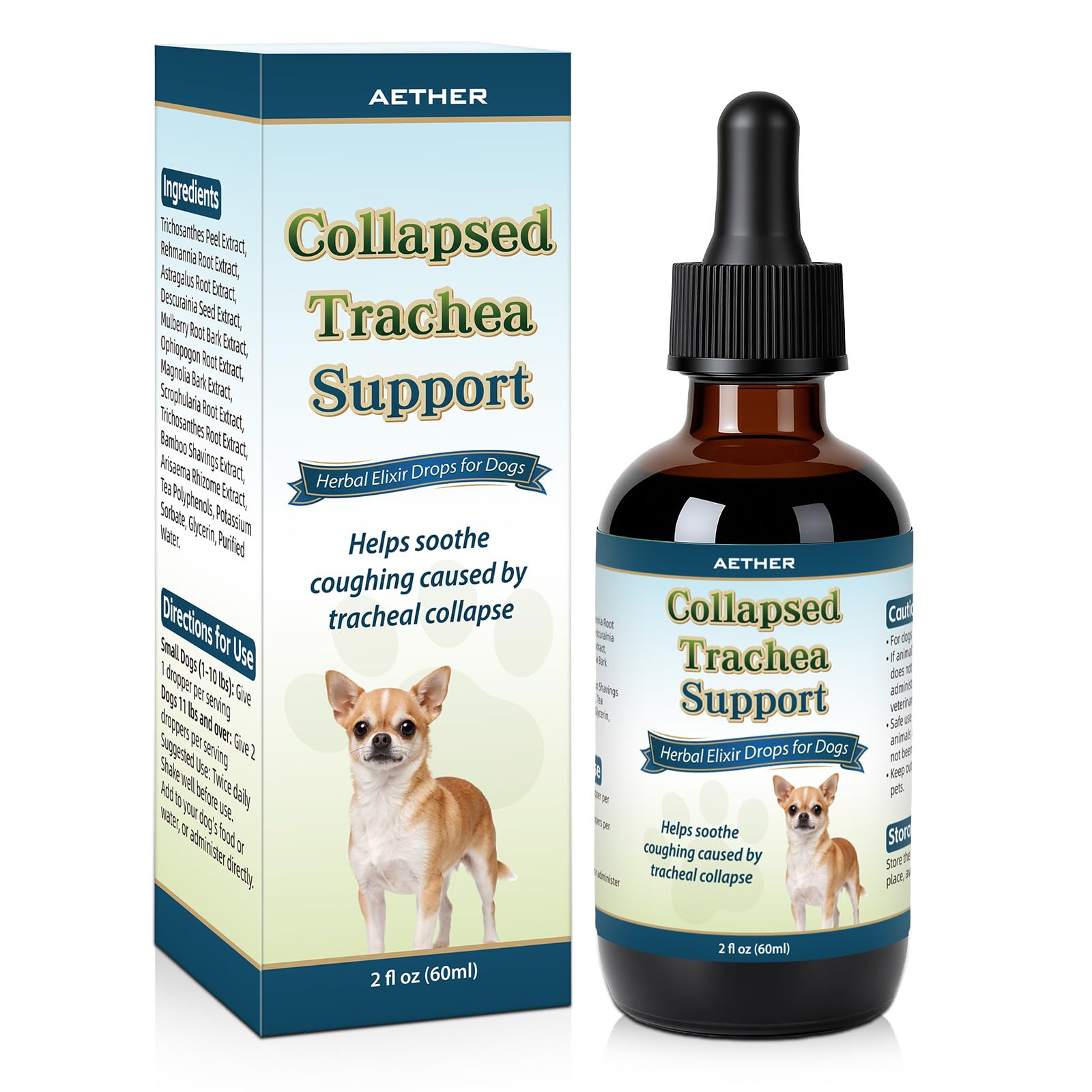 Collapsed Trachea Support for Dogs, Support Tracheal & Respiratory Health, Trachea Cough Elixir, Airway & Throat Comfort Drops f