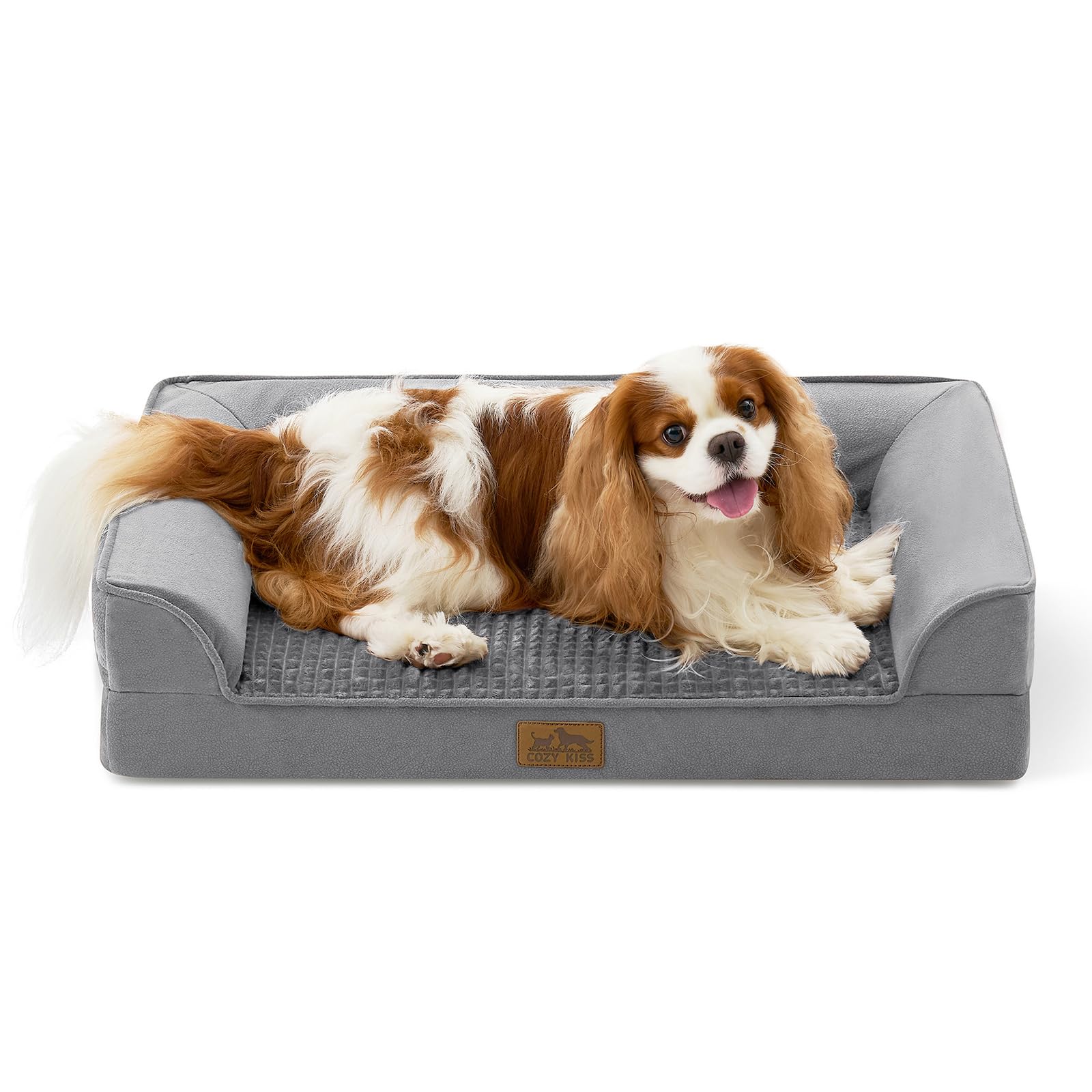 COZY KISS Orthopedic Dog Bed for Medium Small Size Dogs, Bolster Pet Couch with Waterproof Lining, Egg Crate Foam Sofa for Pets 