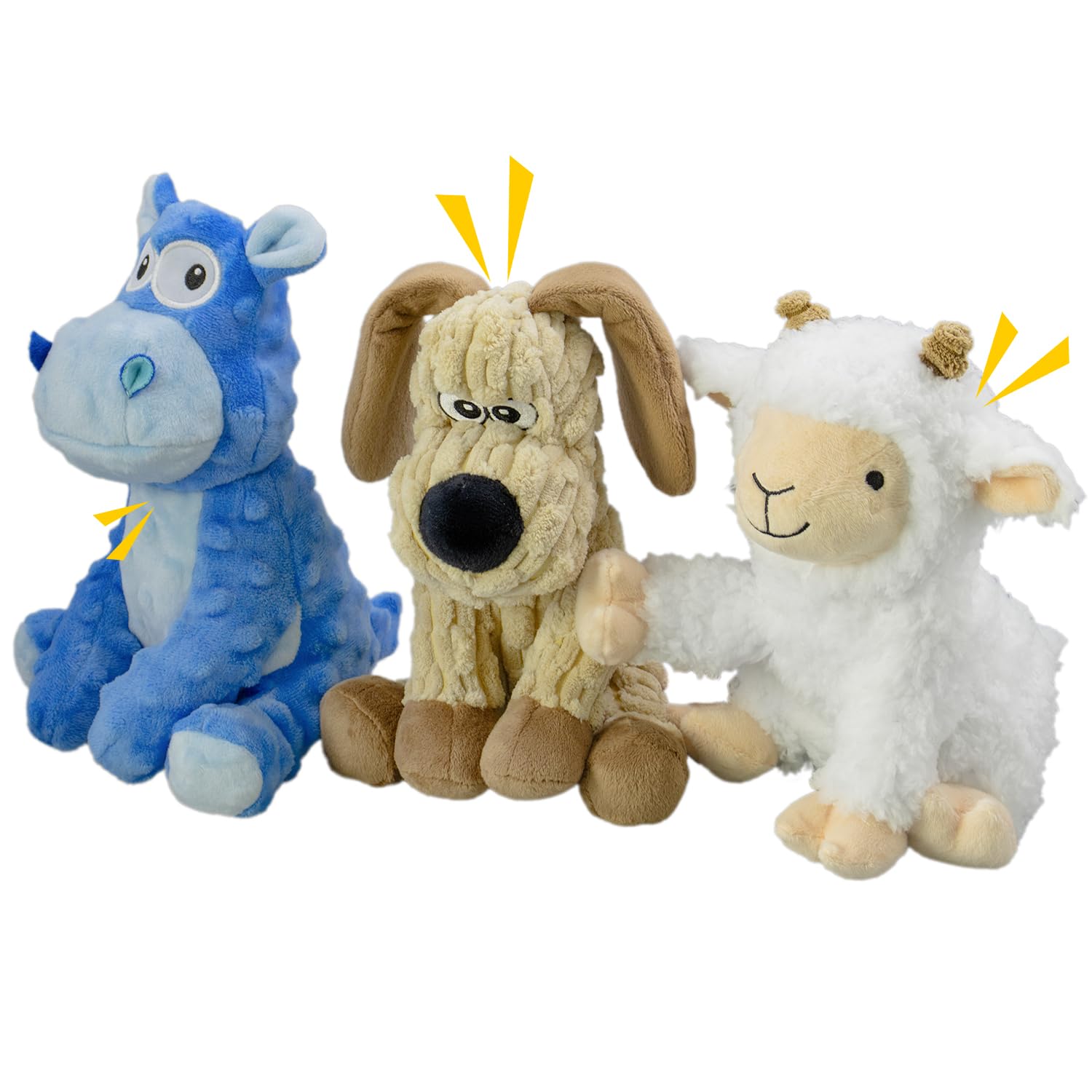 Meetyooo 3Pack Squeaky Stuffed Dog Toys- Indoor&Outdoor Playing Toys For Large To Small, Durable Plush Toys To Keep Them Busy- A
