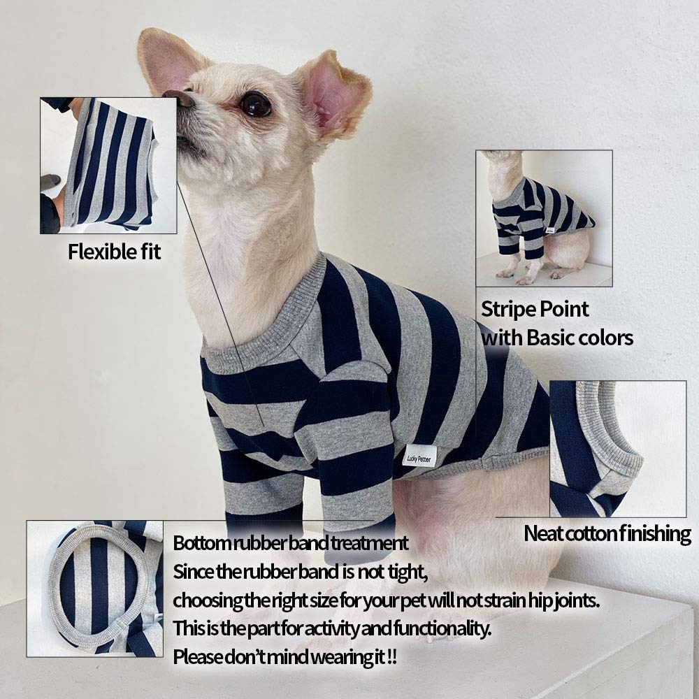 Lucky Petter Dog Cotton Shirts For Small And Large Dogs Rugby Striped T-Shirts Soft Breathable Dog Shirt Pet Clothes (Medium, Re