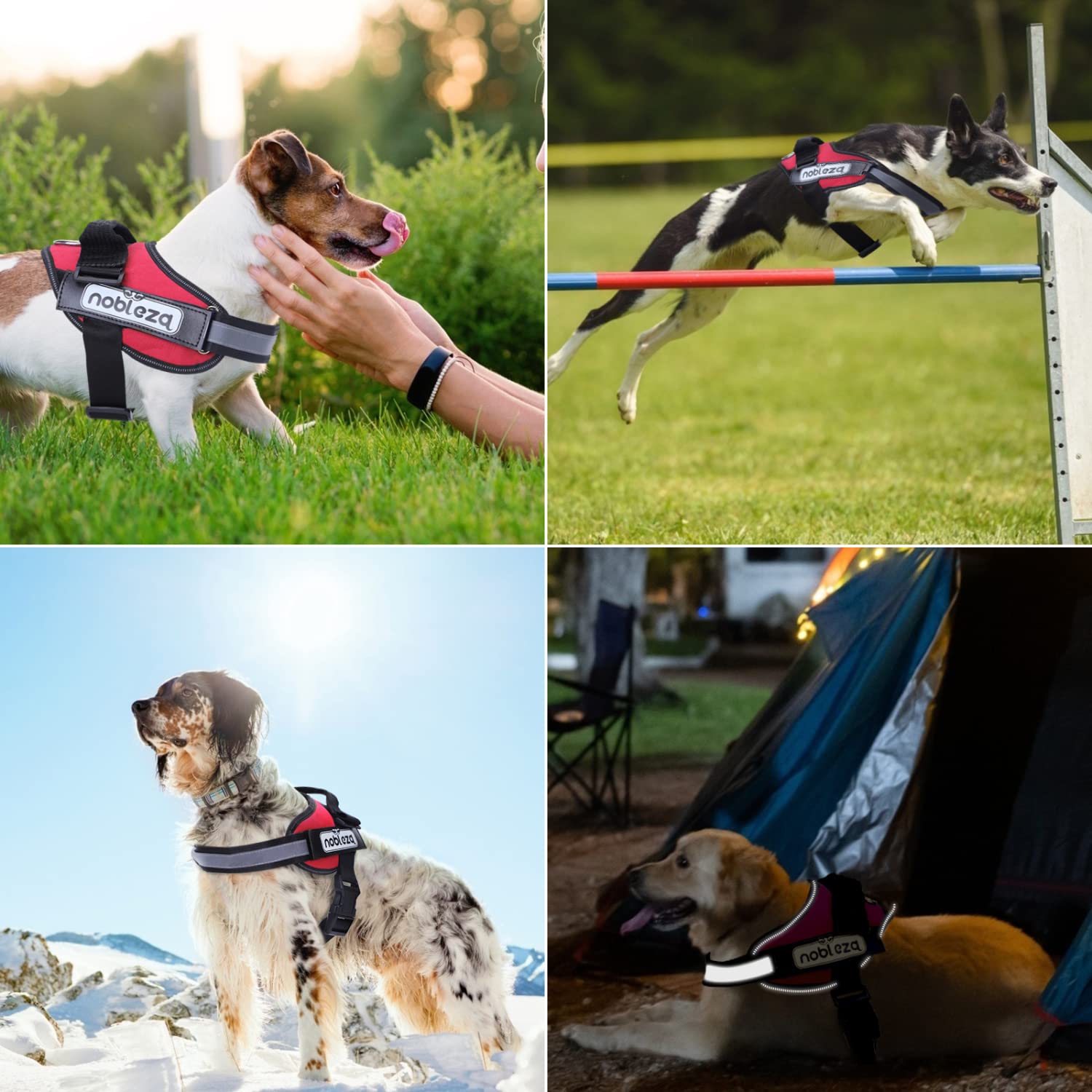 Nobleza Reflective No Pull Dog Harness with Handle and Soft Padding, Adjustable Easy On Grip Harness for Dogs, Small to Large Br