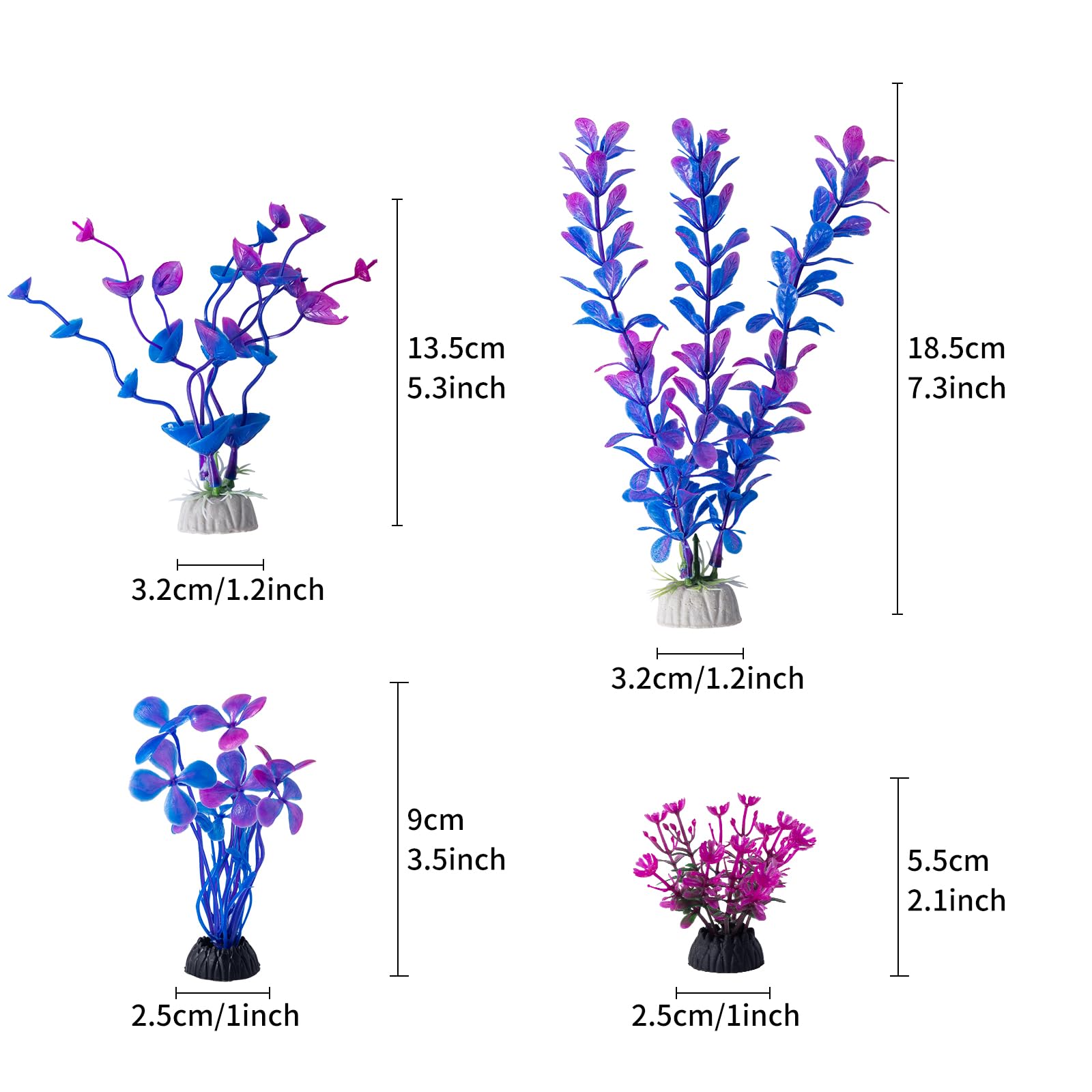 COMSUN 10 Pack Artificial Aquarium Plants, Small Size 4 inch Approximate Height Fish Tank Decorations Home D  cor Plastic Purple