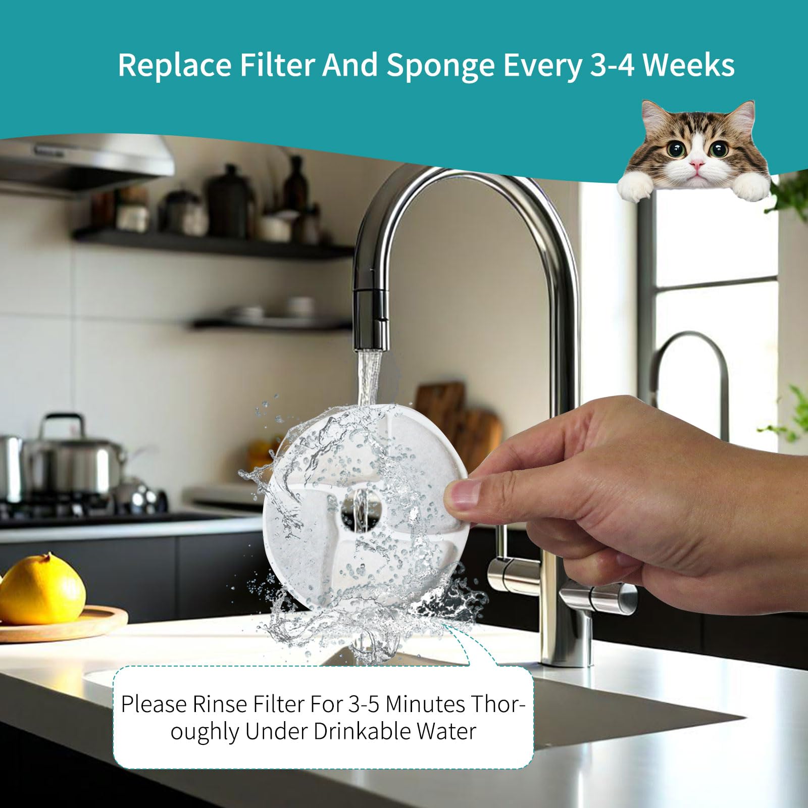Cat Water Fountain Filter, 8 Pack Fountain Filter Replacement For Automatic Pet Fountain 4.13Inch Filters For Cat Water Fountain