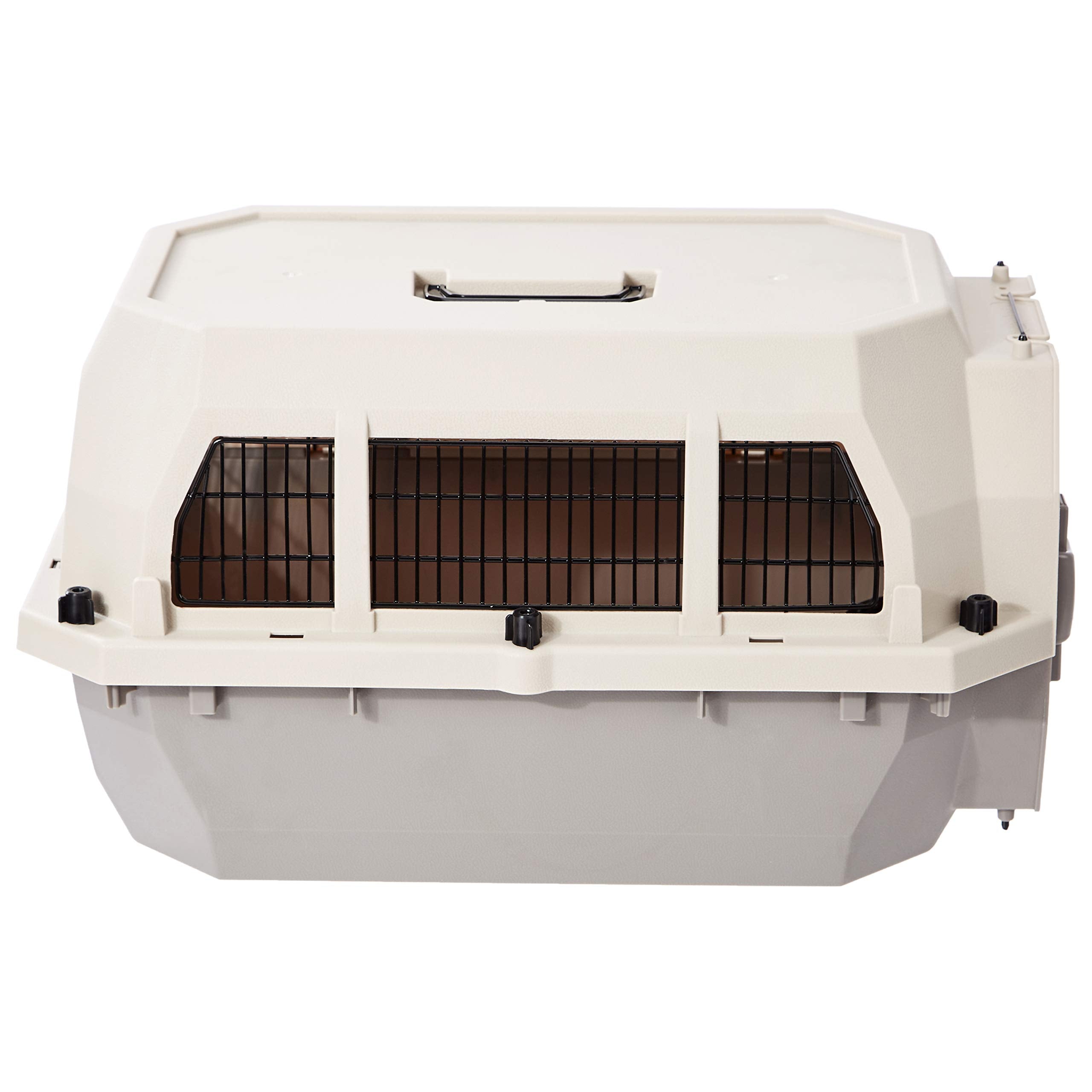 Amazon Basics Hard-Sided Dog And Cat Kennel Single-Door Travel Pet Carrier With Metal Wire Ventilation, 23.6''L X 15.7''W X 13.0