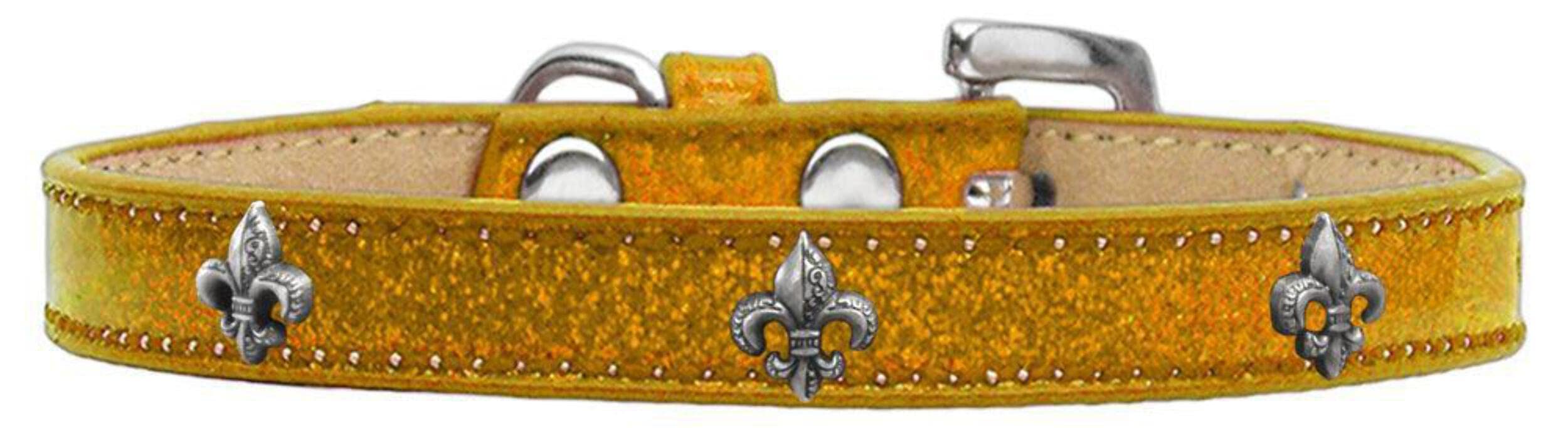 Dog, Puppy & Pet Widget Ice Cream Collar, Silver Fleur De Lis Gold 20