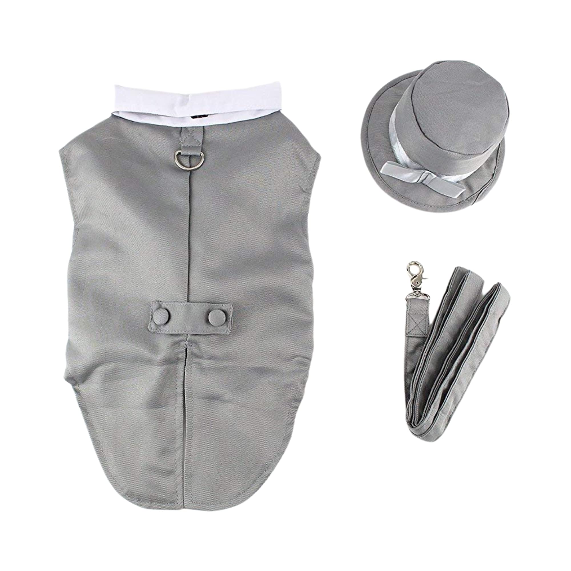 Midlee Dog Tuxedo Wedding Suit- Gray Top Hat & Leash (Xx-Large)