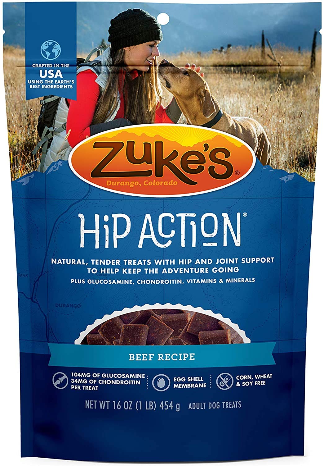 3 Pack Zuke Hip Action Hip & Joint Support Treats for Dogs 3 Flavor: (1) Roasted Beef Recipe, (1) Fresh Peanut Butter Formula, a