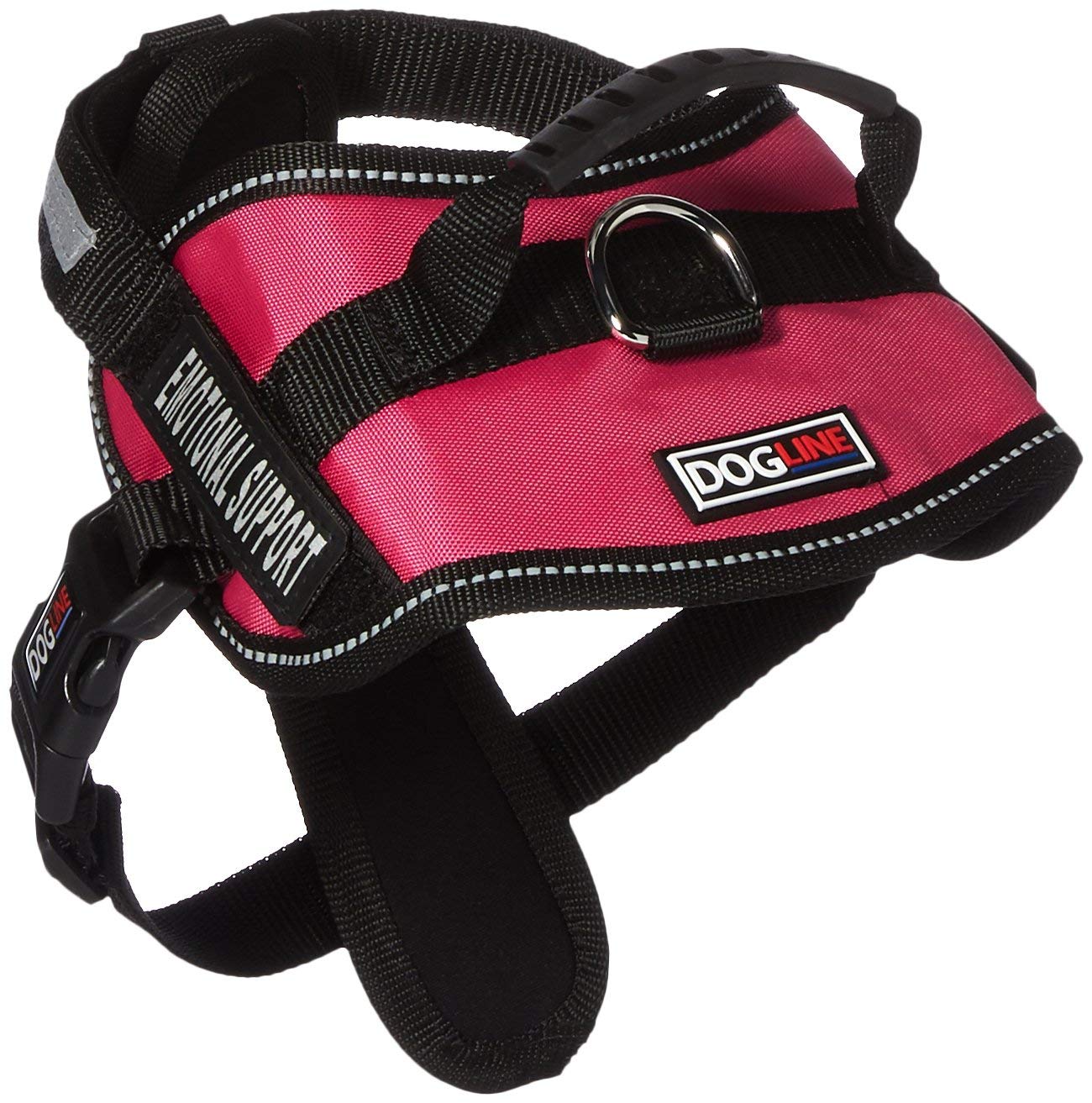 Dogline Vest Harness For Dogs And 2 Removable Emotional Support Patches, Small/18 To 25', Pink