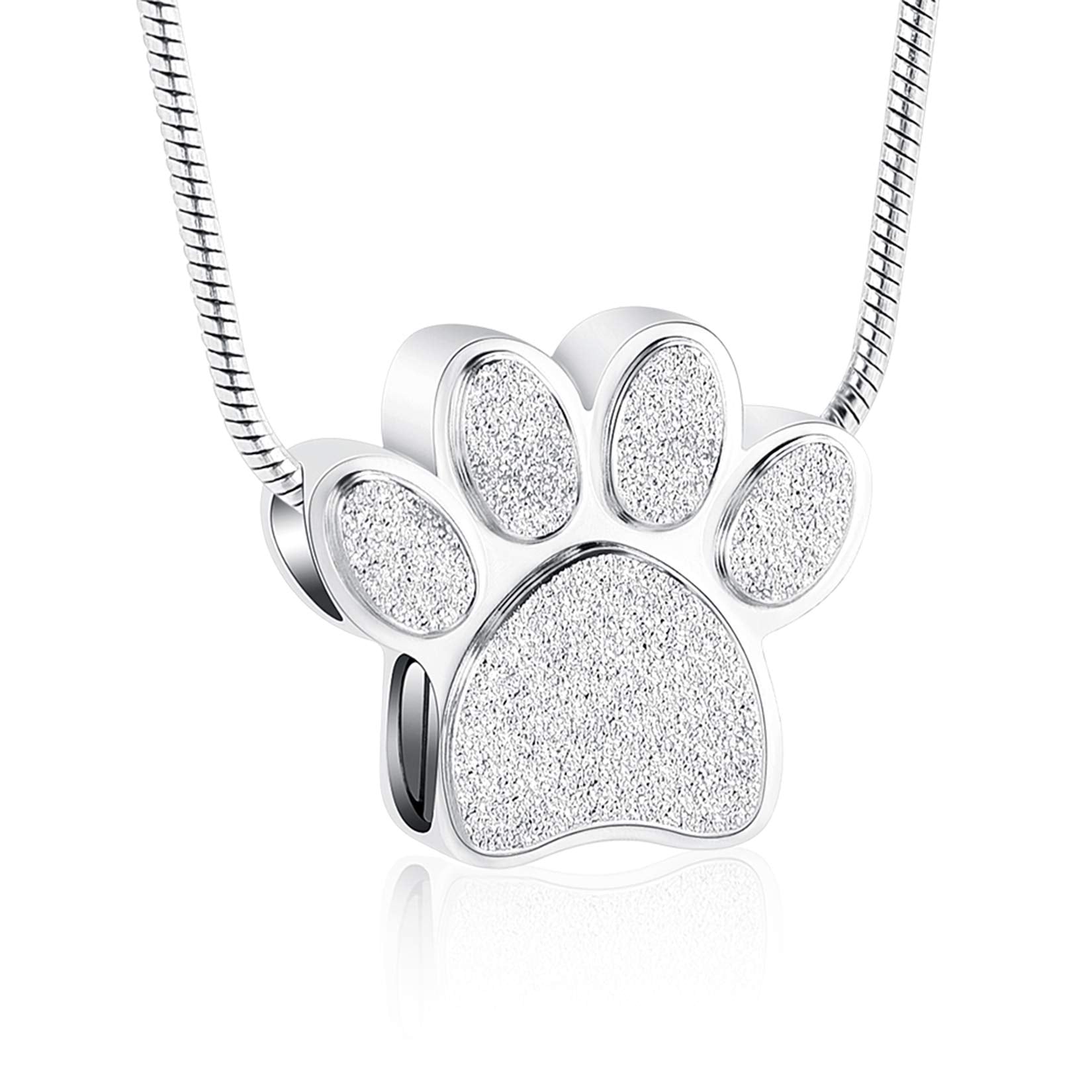 Zeqingjw Pet Cremation Jewelry For Ashes Pendant Paw Print Pet Urn Necklace Urn Pendant Keepsake Memorial Ash Locket Holder Neck
