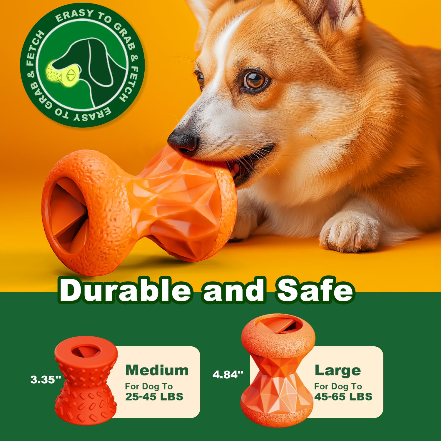 Doudele Dog Toys For Aggressive Chewers, Indestructible Toy For Small Dogs Interactive Toy Dog Chew Toys (Orange + Red)