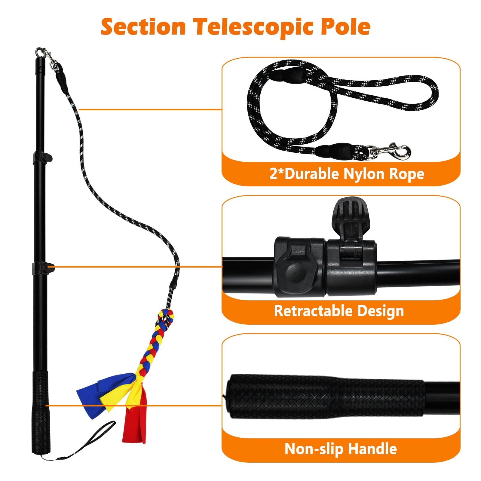 Iaigogo Flirt Pole For Dogs Heavy Duty,Dog Teaser Pole For Small Medium & Large Dogs,Interactive Outdoor Dog Toy With Replaceabl