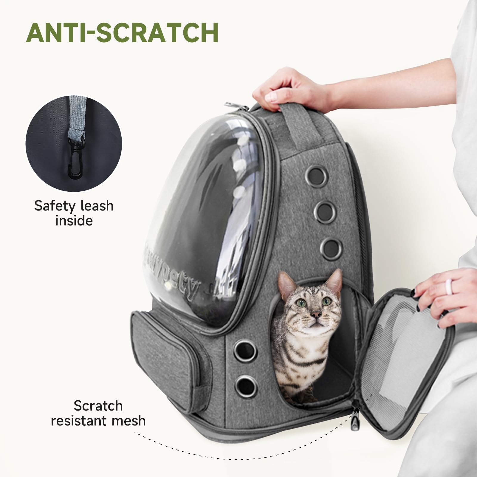 Cawypety Cat Backpack Carrier, Breathable Cat Carrier Large Space Bubble Pet Backpack For Kitty Small Dog Up To 12Lbs, Transpare