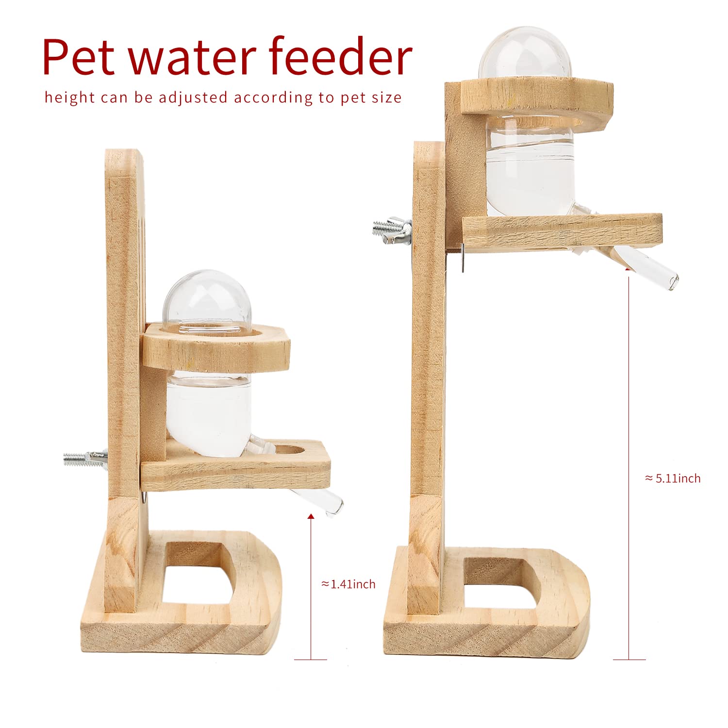 Antiai 9.8 Inch Wooden Hamster Exercise Wheel Set,Silent Wheel Quiet Spinner Hamster Running Wheels,Hamster Water Feeder Accesso