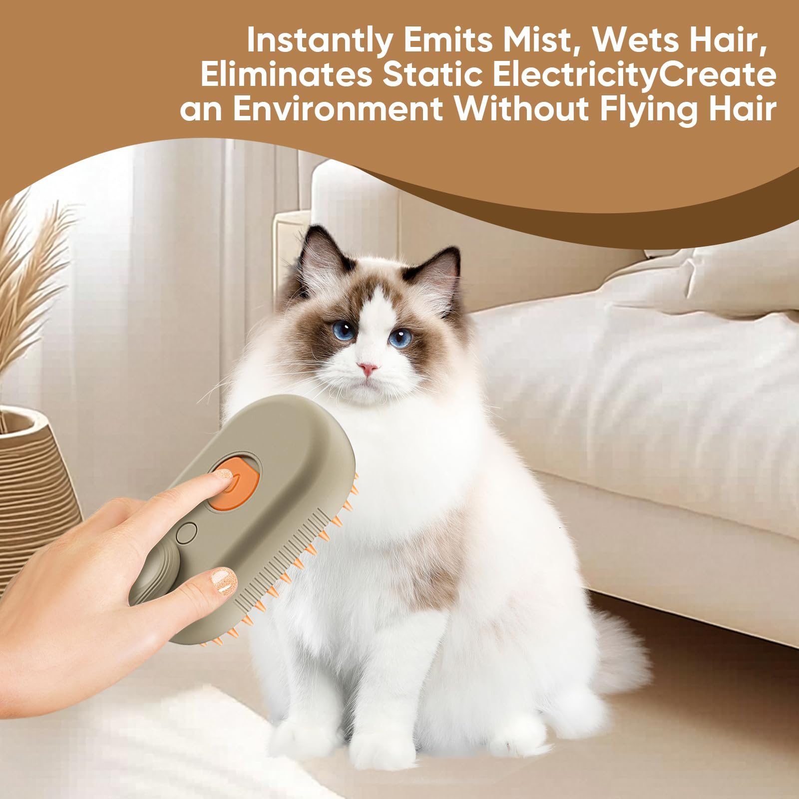 4-In-1 Cat Steam Brush With Vibrating Massage - Anti-Static Shedding & Cleaning Comb For Cats And Dogs, Steam Pet Brush For Hair