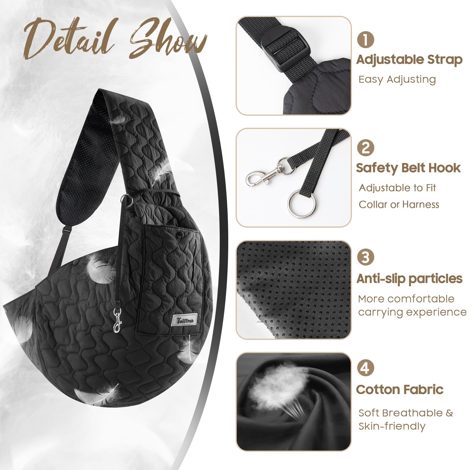 Jourcraf Dog Sling For Small Dogs, Front Dog Sling Carrier, Padded Adjustable Pet Soft Carrier With Adjustable Shoulder Strap, T