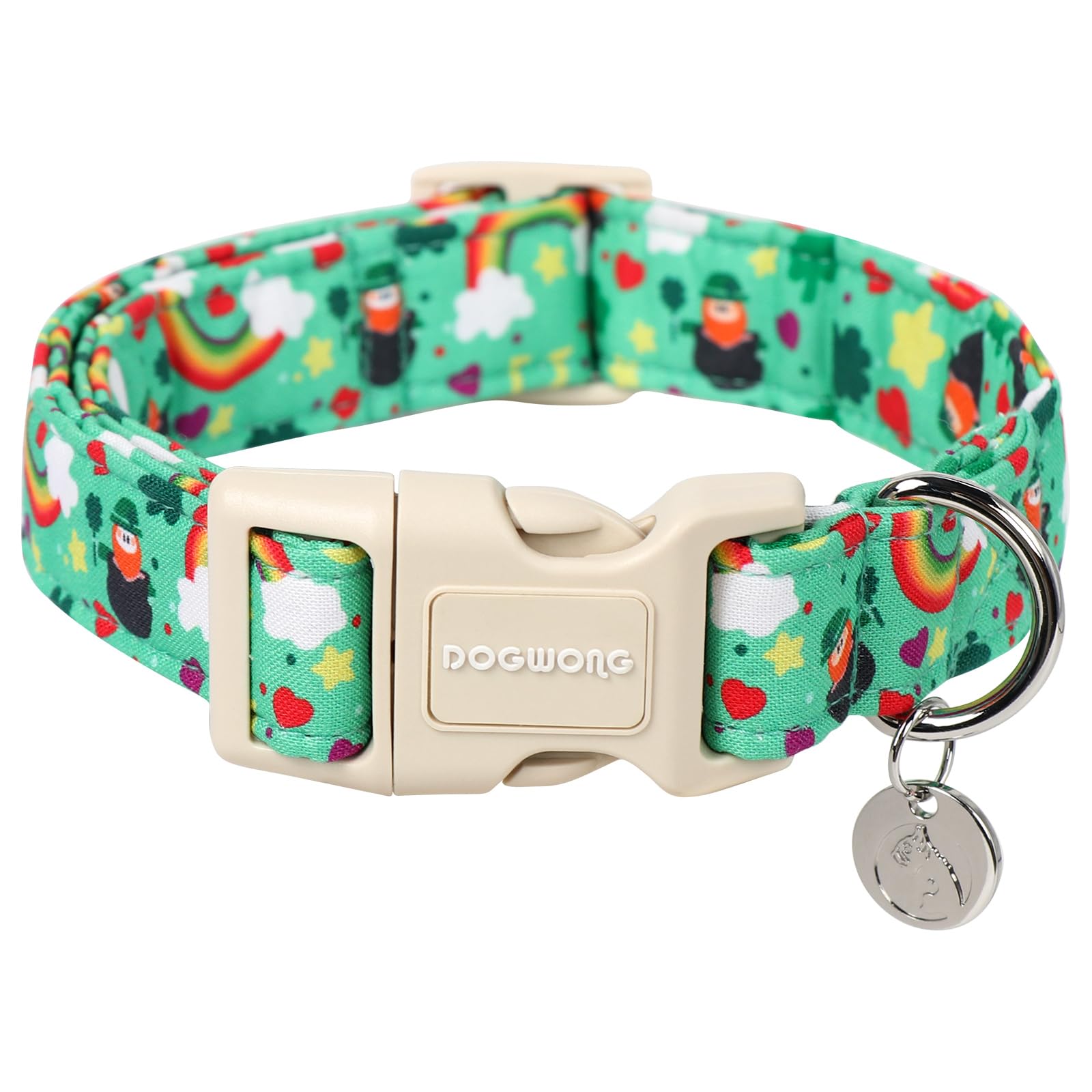 Dogwong St. Patrick'S Day Dog Collar, Lucky Clover Shamrock Green, Small, Soft Durable Adjustable Costume, Breakaway Closure