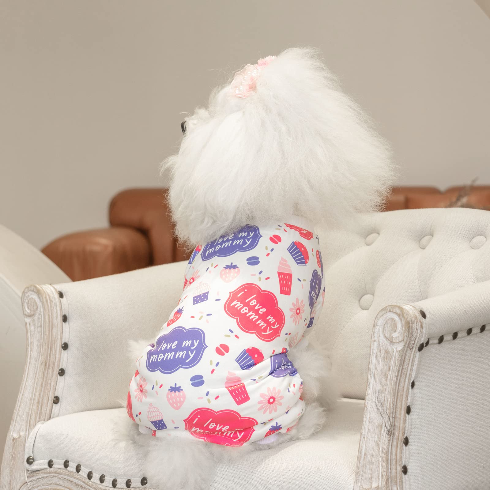 Cutebone Small Dog Pajamas Shirt Stretchy Summer Puppy Pjs Soft Cat Onesies Pet Clothes For Daily Wear Da18M