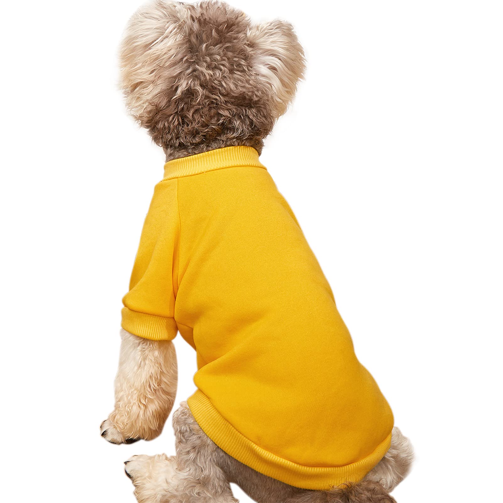 Jouhoi Puppy Sweater For Small Dogs Clothes Warm Winter Cat Clothe Pet Sweatshirt Knitwear Doggie Kitten Clothing, Yellow, Large