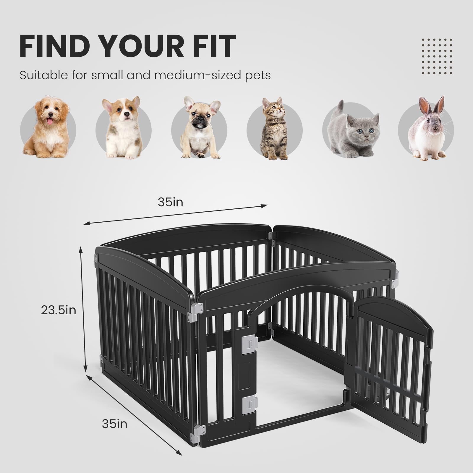Sweetcrispy Plastic Dog Playpen - 4-Panel 24'' Expandable & Durable Pet Fence For Small To Medium Dogs - Indoor & Outdoor Portab