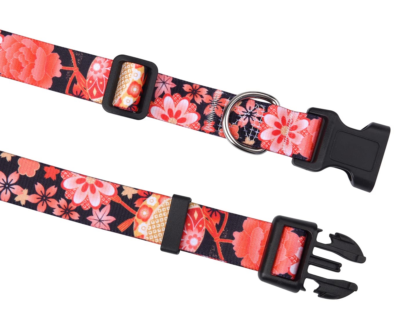 Mihqy Dog Collar With Bohemia Floral Tribal Geometric Patterns - Soft Ethnic Style Collar Adjustable For Small Medium Large Dogs(Red Flower A,M)