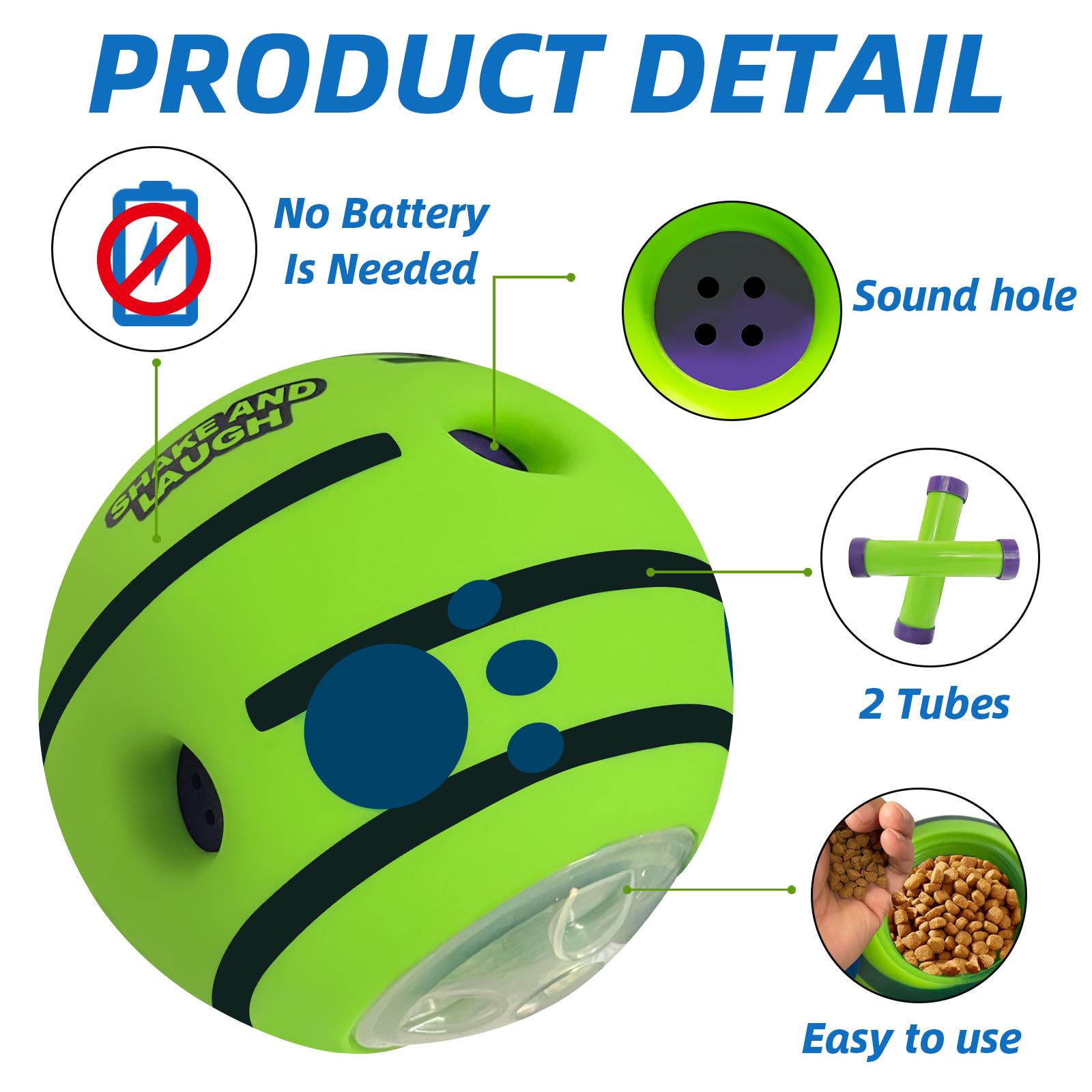 Shake And Laugh Interactive Puzzle Dog Treat Ball, Treat Dispensing Enrichment Dog Toys Ball, L, 3.94 In (10 Cm)