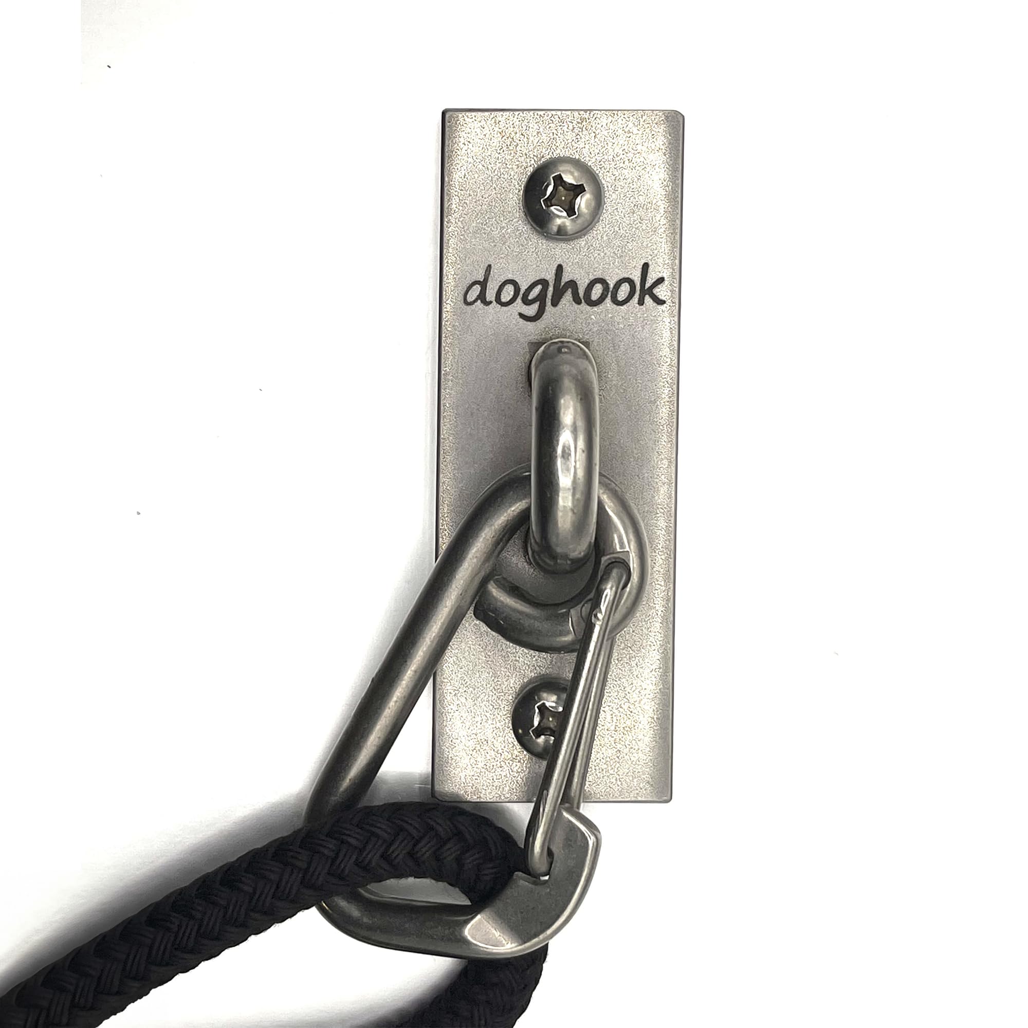 Canine Hitch- Secure Dog Leash Parking Indoor- Outdoor Wall Hook With Clip - Tie Out Stainless Steel - Practical Lead Management