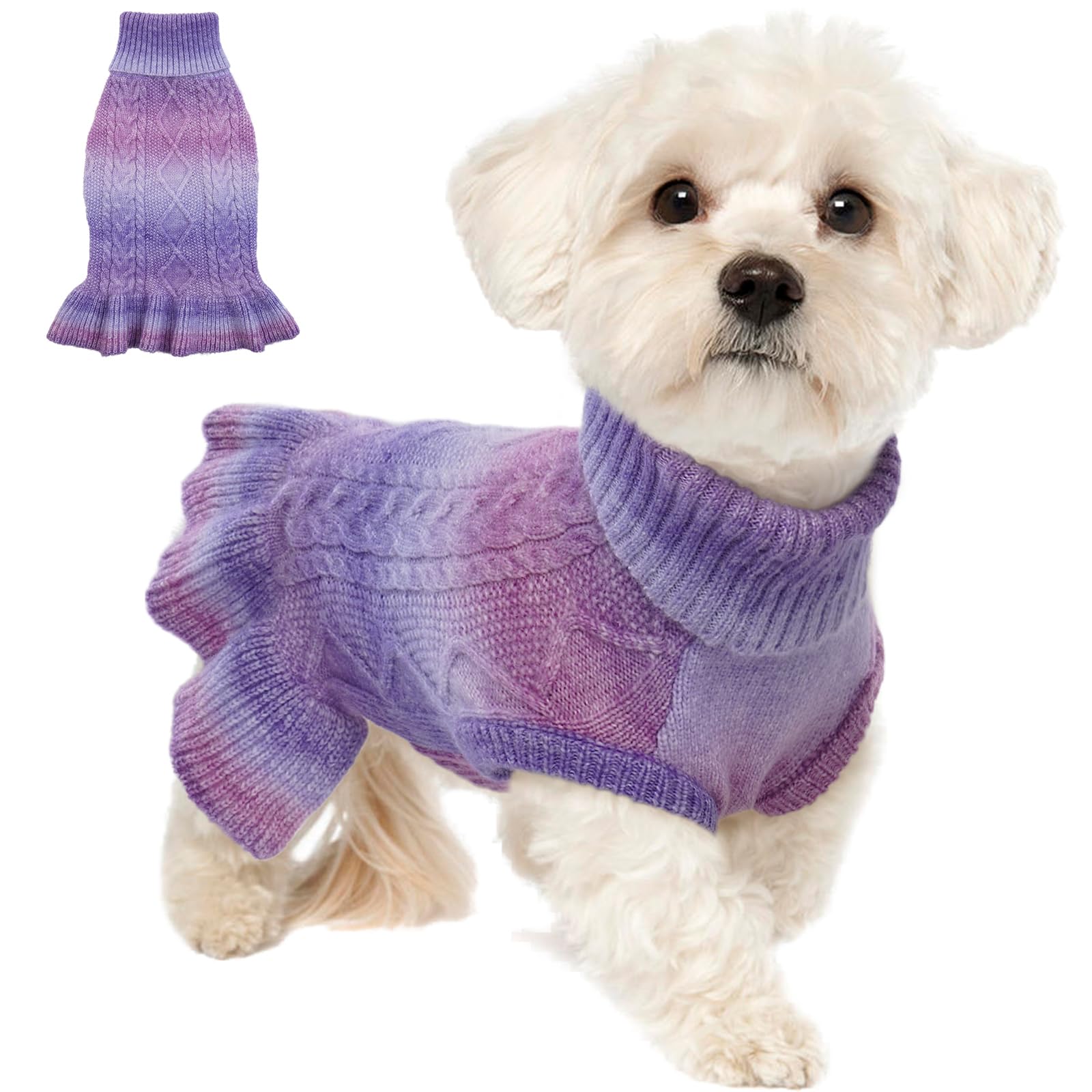 Lelepet Dog Sweater, Dog Sweaters for Large Dogs for Girls Christmas Dog Sweater Dress Pullover Dog Knitwear Cable Knit Warm Dog