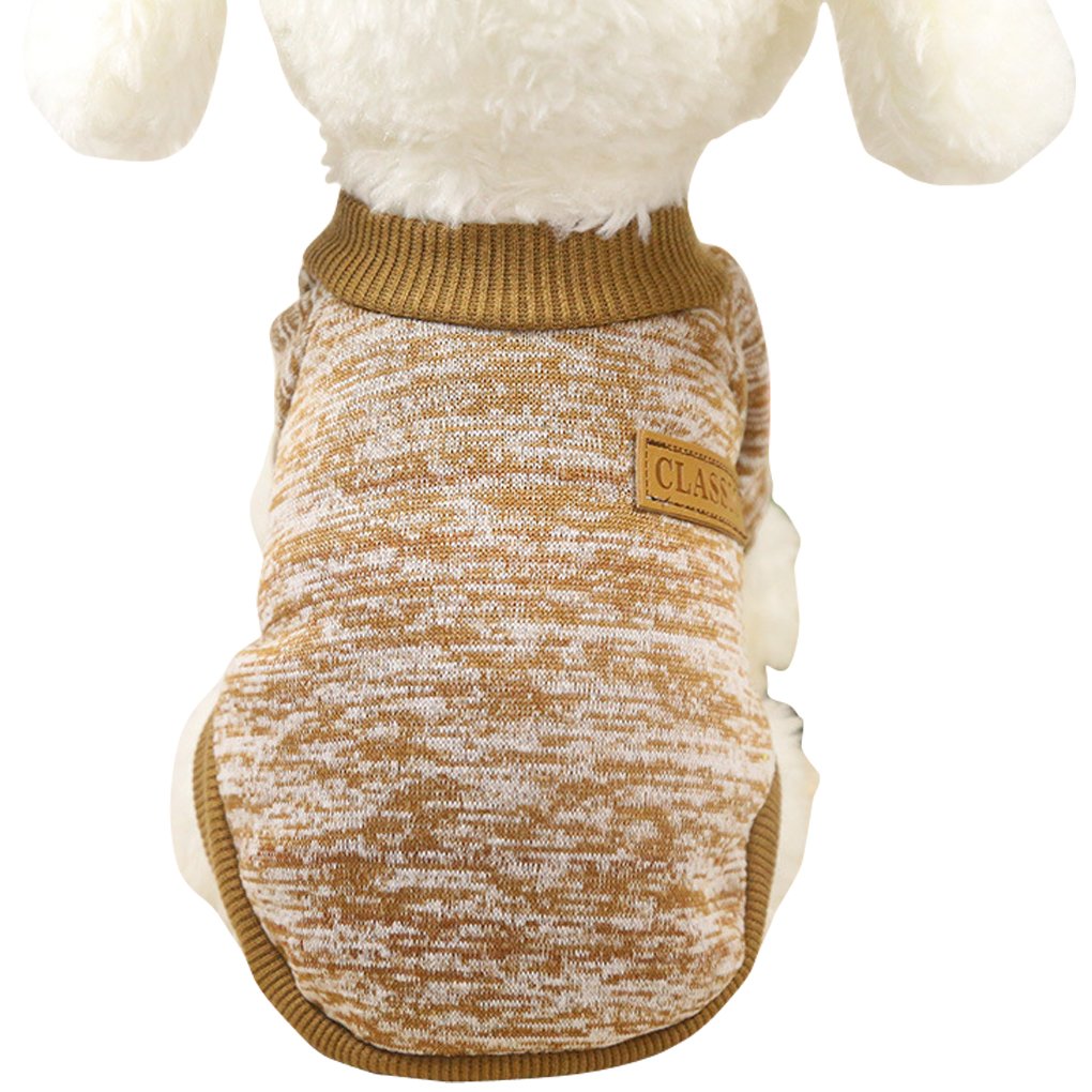 Jecikelon Pet Dog Clothes Dog Sweater Soft Thickening Warm Pup Dogs Shirt Winter Puppy Sweater For Dogs (Khaki, M)
