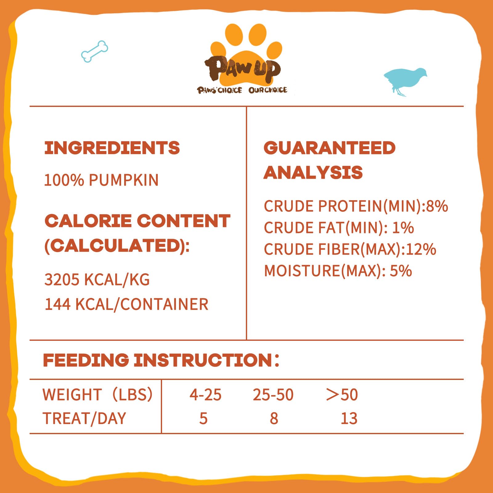 PAWUP Freeze-Dried Pumpkin Treats for Dogs & Cats - High Fiber, Single Ingredient Natural Snacks for Digestion & Gut Health, Hea