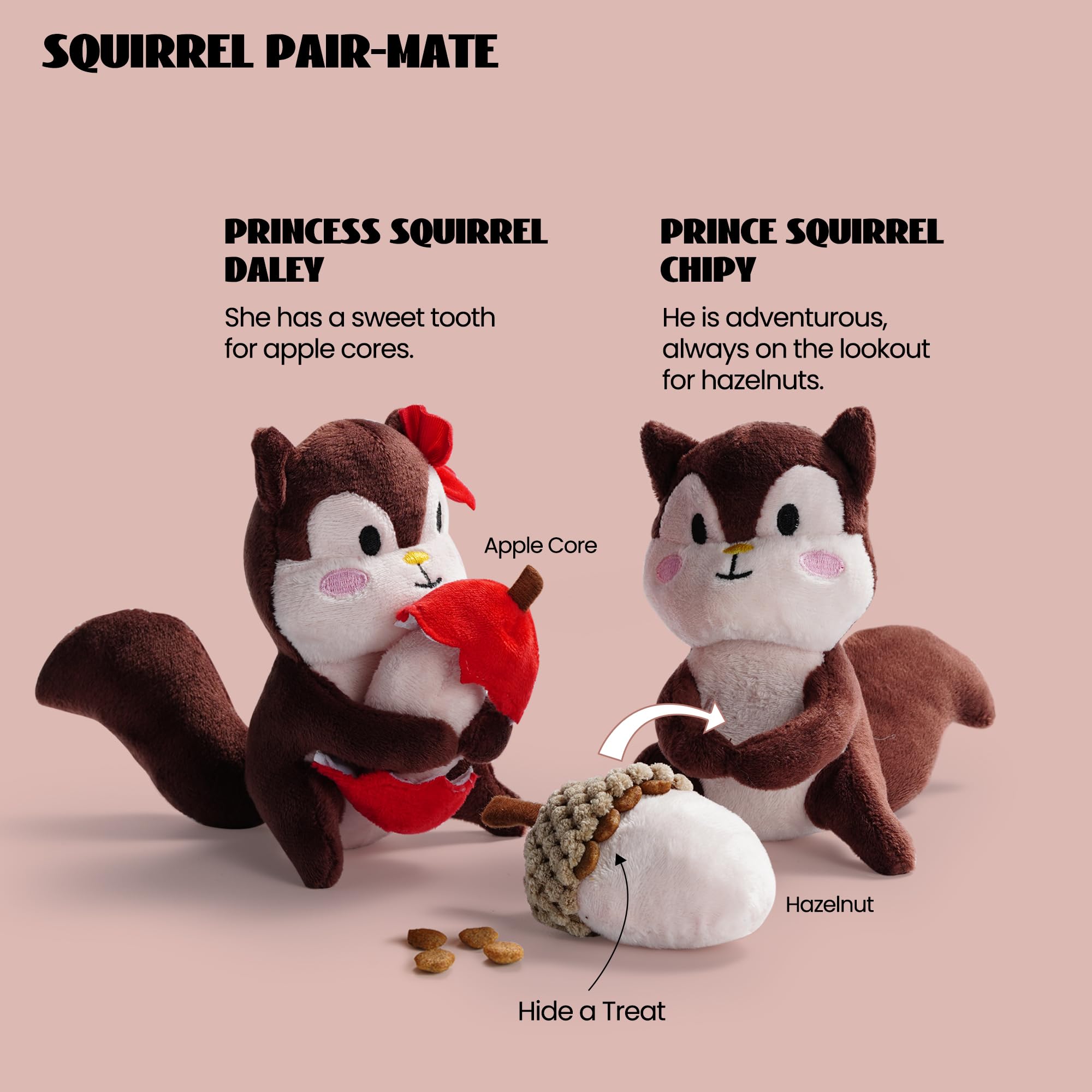 Nocciola Squirrel Dog Squeaky Toys-Hide And Seek Plush Dog Toys, Small Dog Toys For Boredom, Christmas Dog Toys For Small And Me